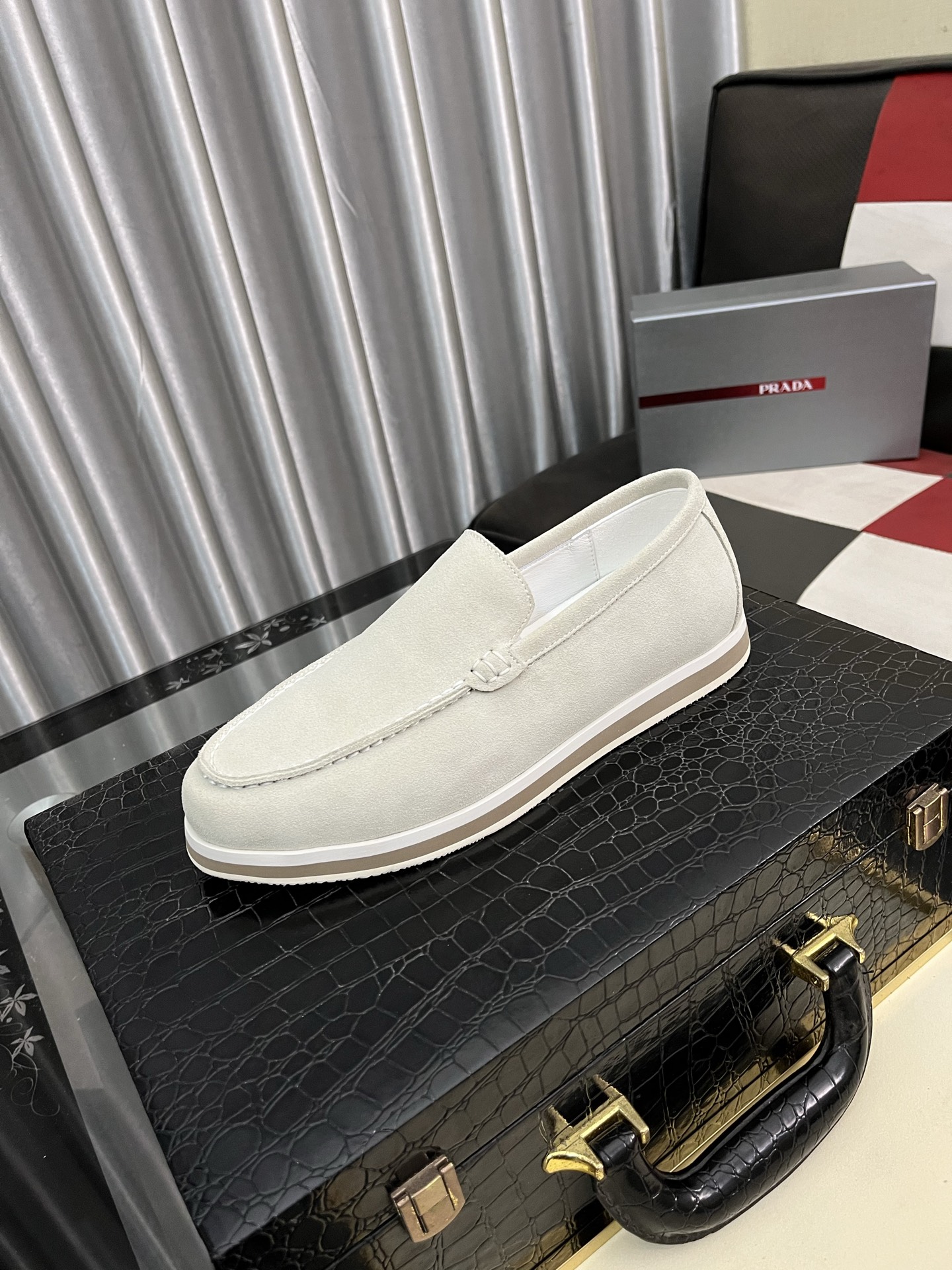 Prada Men's Suede Loafers Modern Casual Shoes Size 38-44 1 Prada Men's Suede Loafers Modern Casual Shoes Size 38-44