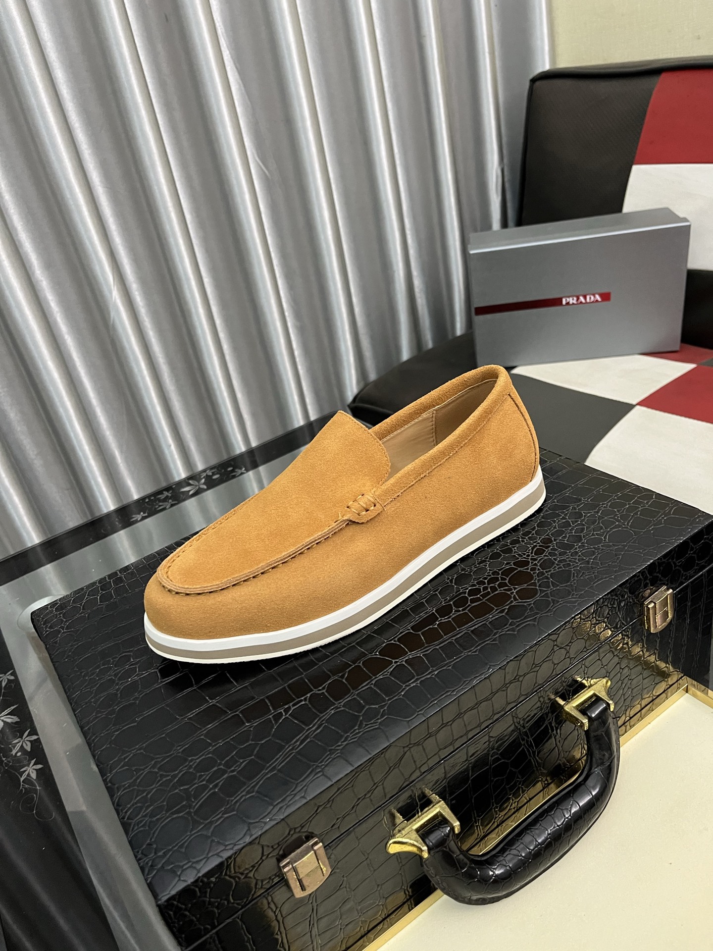 Prada Modern Style Loafers in Camel Suede Leather, Sizes 38-44 2 i1745427836310 9732 0 0