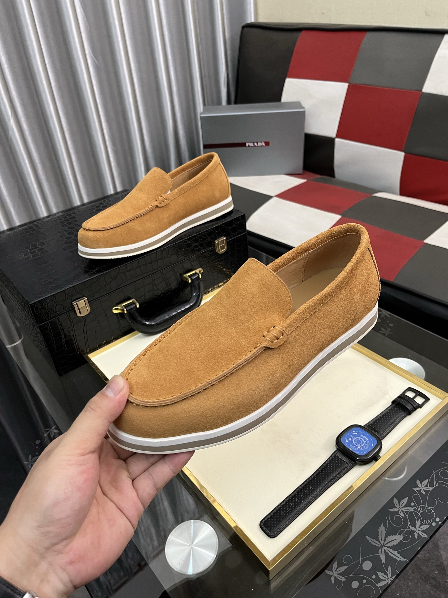 Prada Modern Style Loafers in Camel Suede Leather, Sizes 38-44 6 i1745427837819 2431 0 4