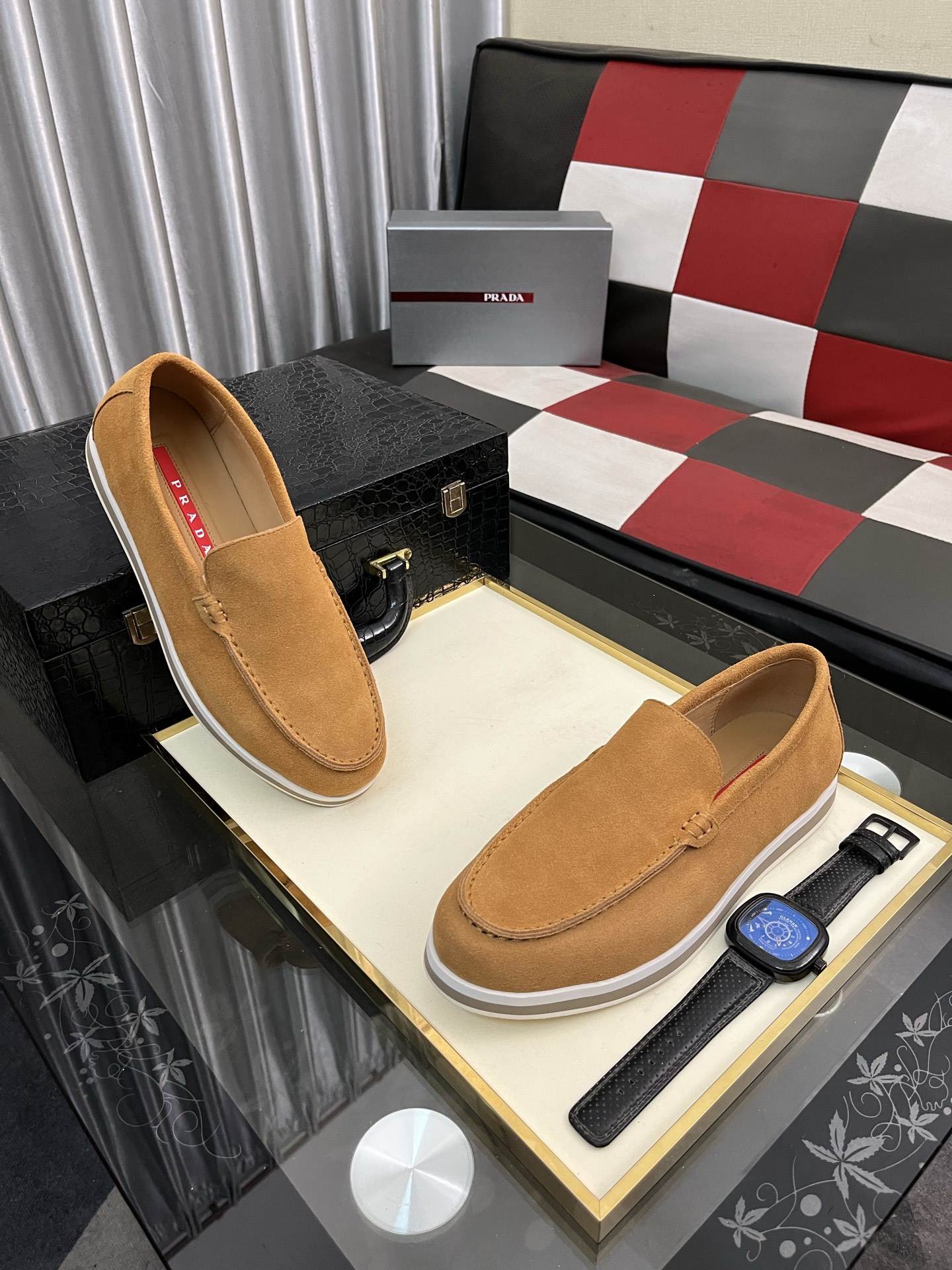 Prada Modern Style Loafers in Camel Suede Leather, Sizes 38-44 4 i1745427837874 4893 0 2