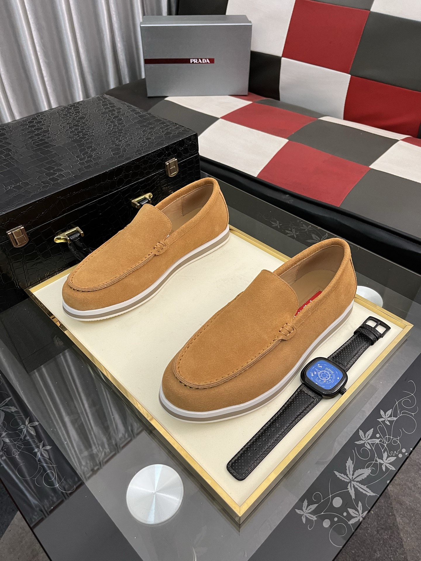 Prada Modern Style Loafers in Camel Suede Leather, Sizes 38-44 3 i1745427837949 4894 0 1