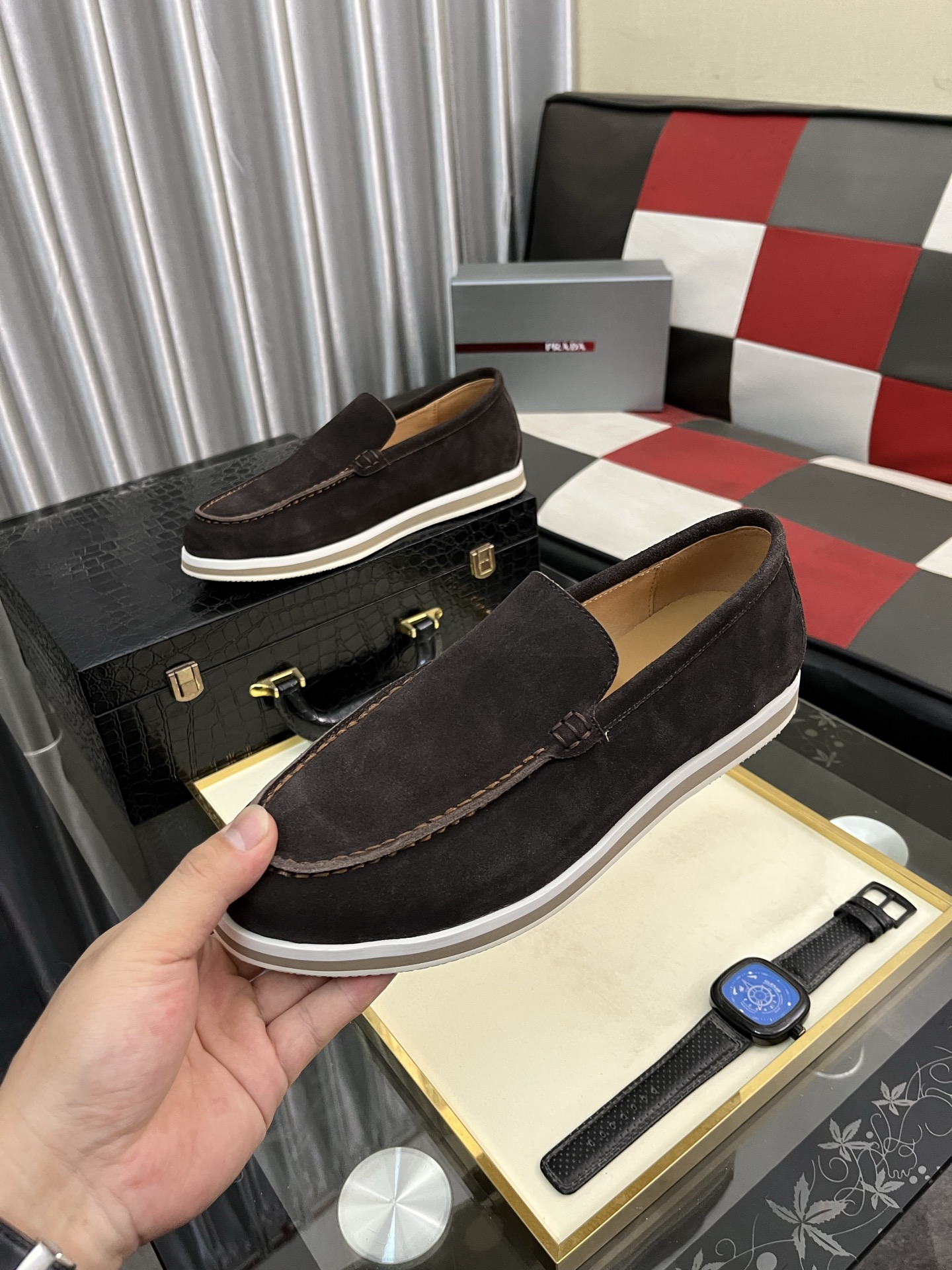Prada Men's Suede Loafers - Modern Style, Comfortable & Durable, Sizes 38-44 6 i1745427941596 345 0 4
