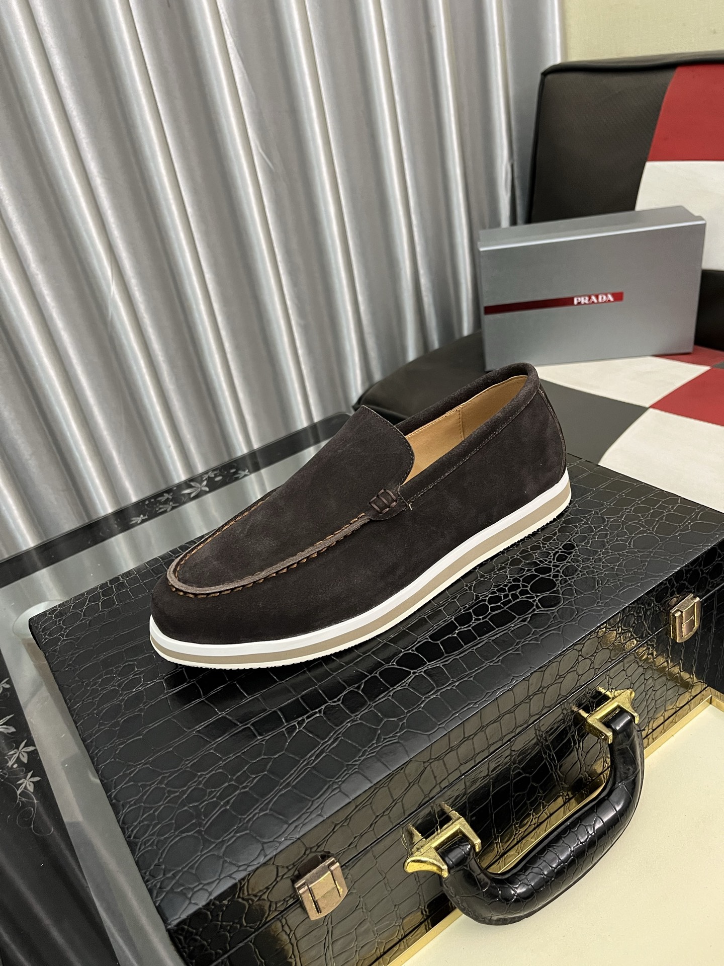 Prada Men's Suede Loafers - Modern Style, Comfortable & Durable, Sizes 38-44 1 Prada Men's Suede Loafers - Modern Style, Comfortable & Durable, Sizes 38-44