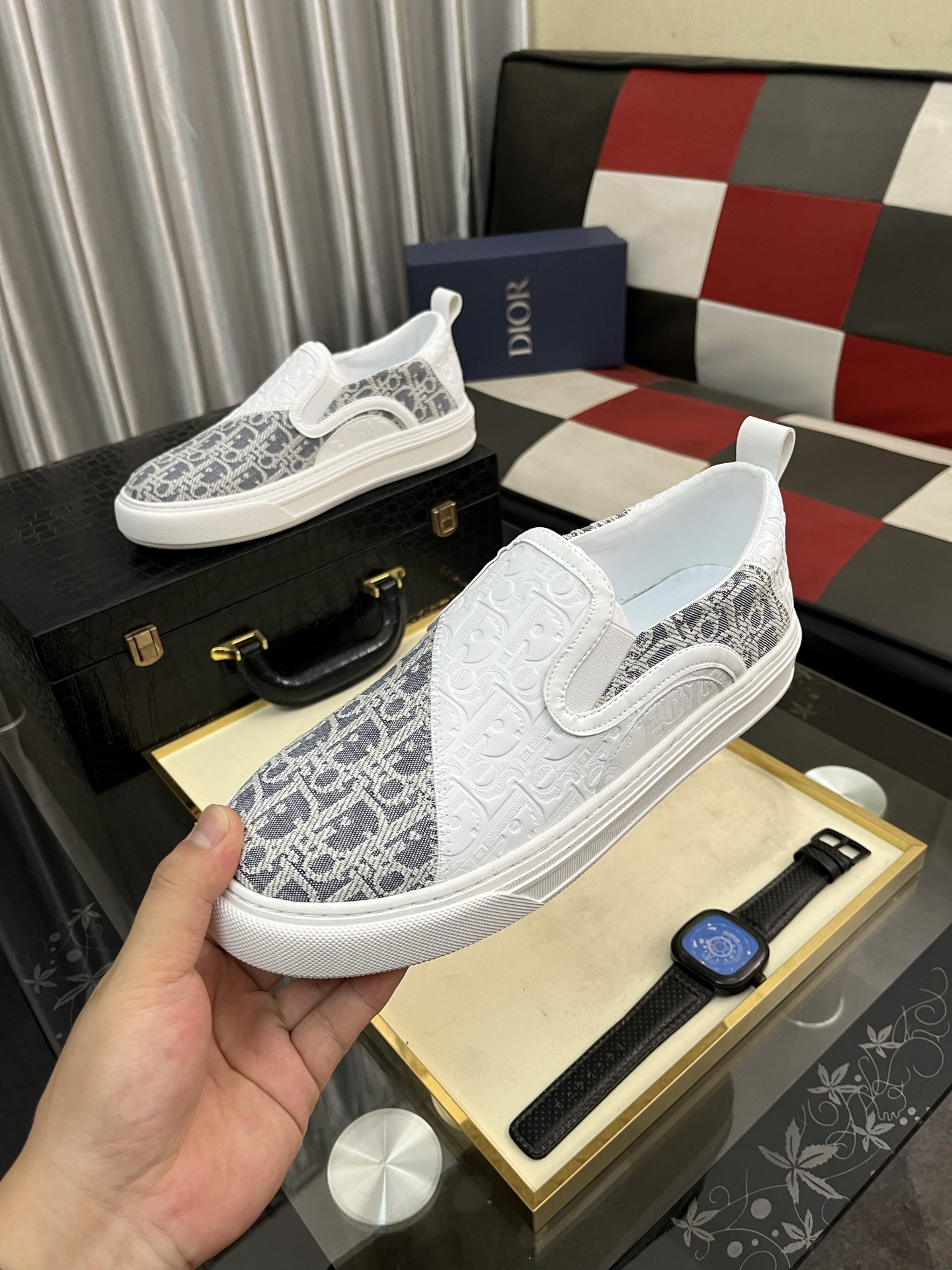 Dior Modern Slip-On Sneakers, Original Leather, Comfortable and Durable 6 i1746810554110 8208 0 4