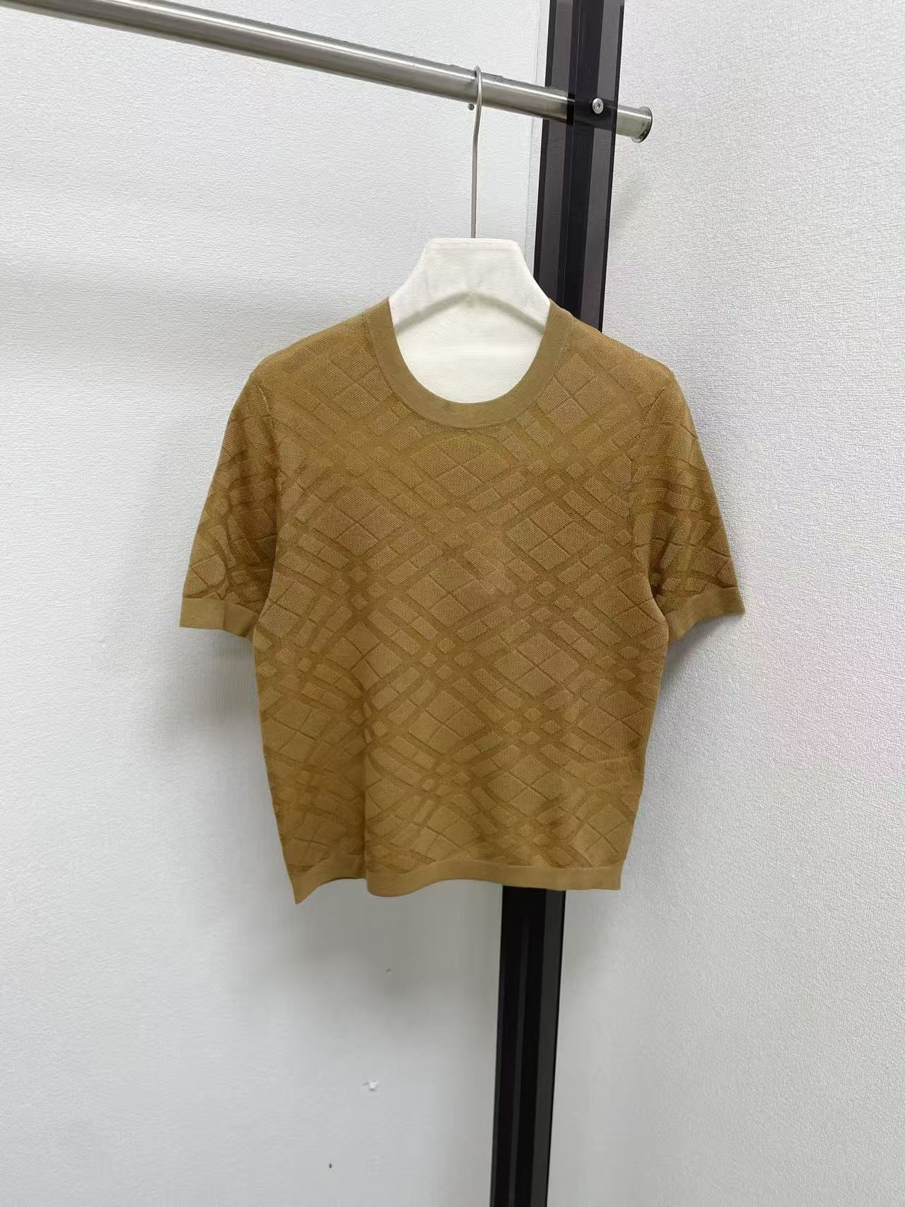 버버리 기하학 자카드 립 크루넥 반팔 탑 103127 이미지 3