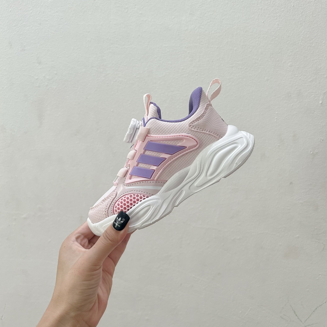 图片[3]-📍粉紫色 AD旋转纽扣儿童老爹鞋 尺码：28-37码 旋转扣设计，方便小朋友穿脱，鞋身超多透气孔包裹性舒适度拉满！中底设计不光提高整体颜值，还让脚感更软弹！运动一定要穿它！脚感绝了！-选品中心