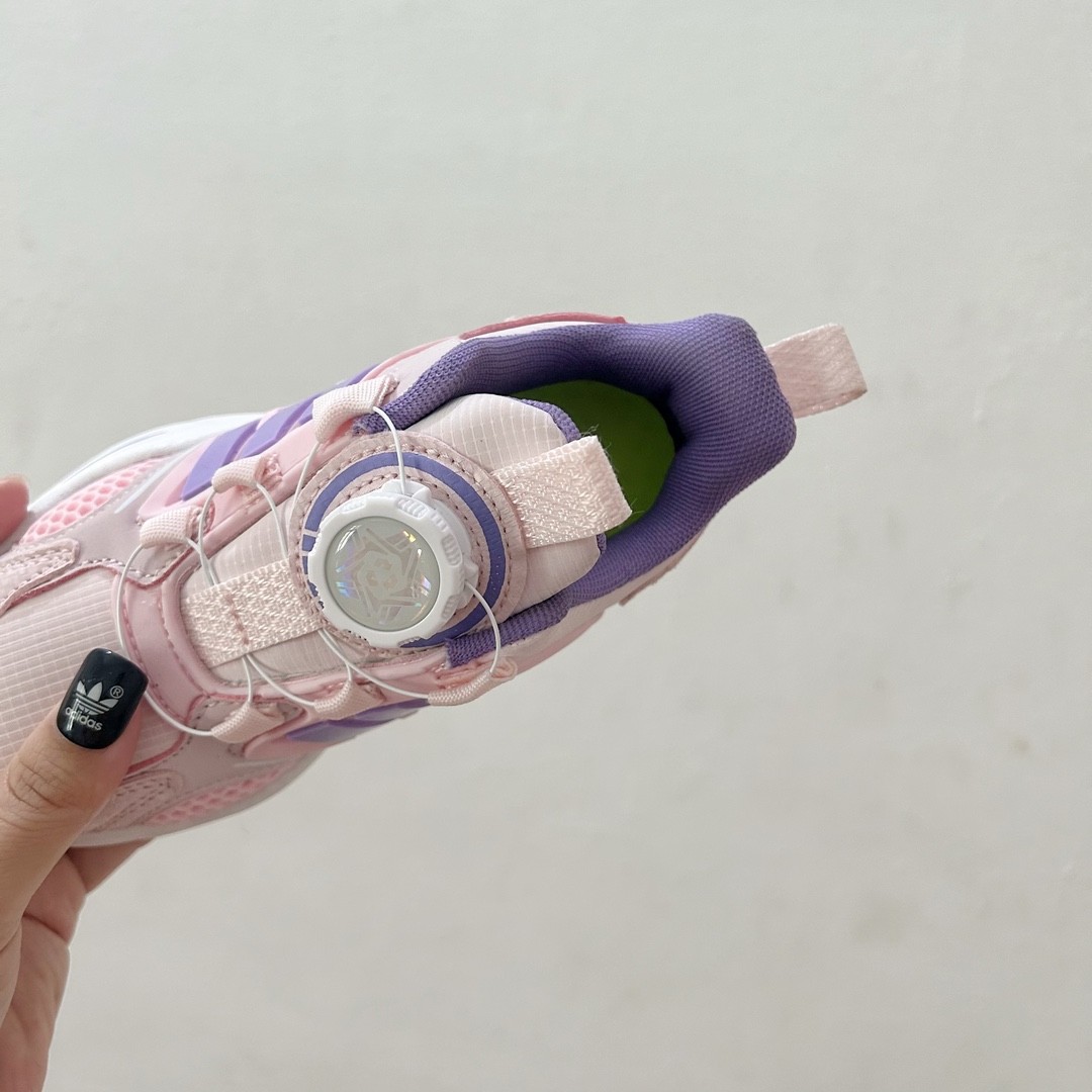 图片[6]-📍粉紫色 AD旋转纽扣儿童老爹鞋 尺码：28-37码 旋转扣设计，方便小朋友穿脱，鞋身超多透气孔包裹性舒适度拉满！中底设计不光提高整体颜值，还让脚感更软弹！运动一定要穿它！脚感绝了！-选品中心