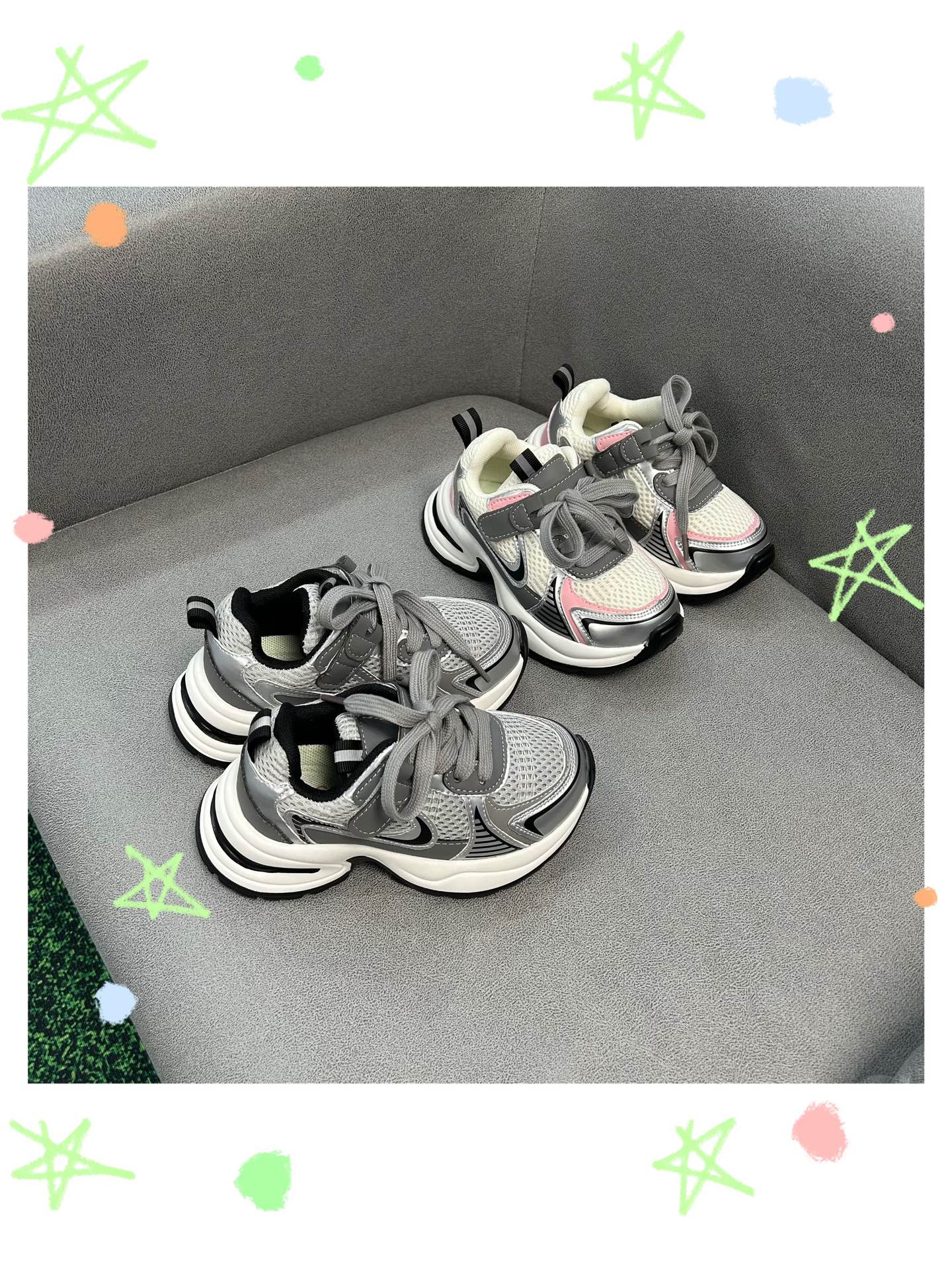 图片[5]-🚦配色合集🔻特🔗GGCC赵露思同款魔术贴亲子款老爹鞋【正确版 尺码：26-37 🔥【潮流不设限，童心无限大🔥 🌟 GGCC与当红小花赵露思的联名力作来啦！👶💖 赵露思同款的魔术贴儿童老爹鞋，不仅是鞋，更是孩子们的时尚宣言！👟 👶 小小魔术贴，大大的惊喜！一贴即穿，一脱即走，让宝贝的日常穿搭变得轻松又便捷。不再担心早起的急躁，只留下萌娃的快乐步伐！🏃‍♂️💨 🎬 瞧，这不仅仅是鞋子，它是孩子们的小小舞台，每一双都藏着童年的无限可能，就像赵露思在屏幕上的灵动与活力，感染着每一个观看它的人。🎥💃 🚀 当下最火的网络热词“萌力MAX”在这双鞋上完美诠释，让孩子们在潮流中成长，做最in的小达人！🔥 #赵露思同款# #亲子老爹鞋# #萌宝新时尚#-选品中心