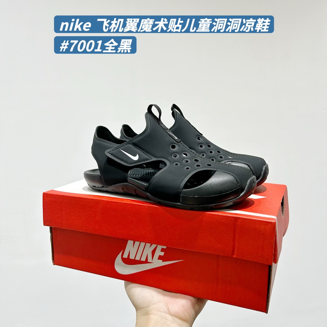 🚦配色合集🔻 🔗Nike飞机翼魔术贴儿童洞洞凉鞋 尺码：22-35码-选品中心