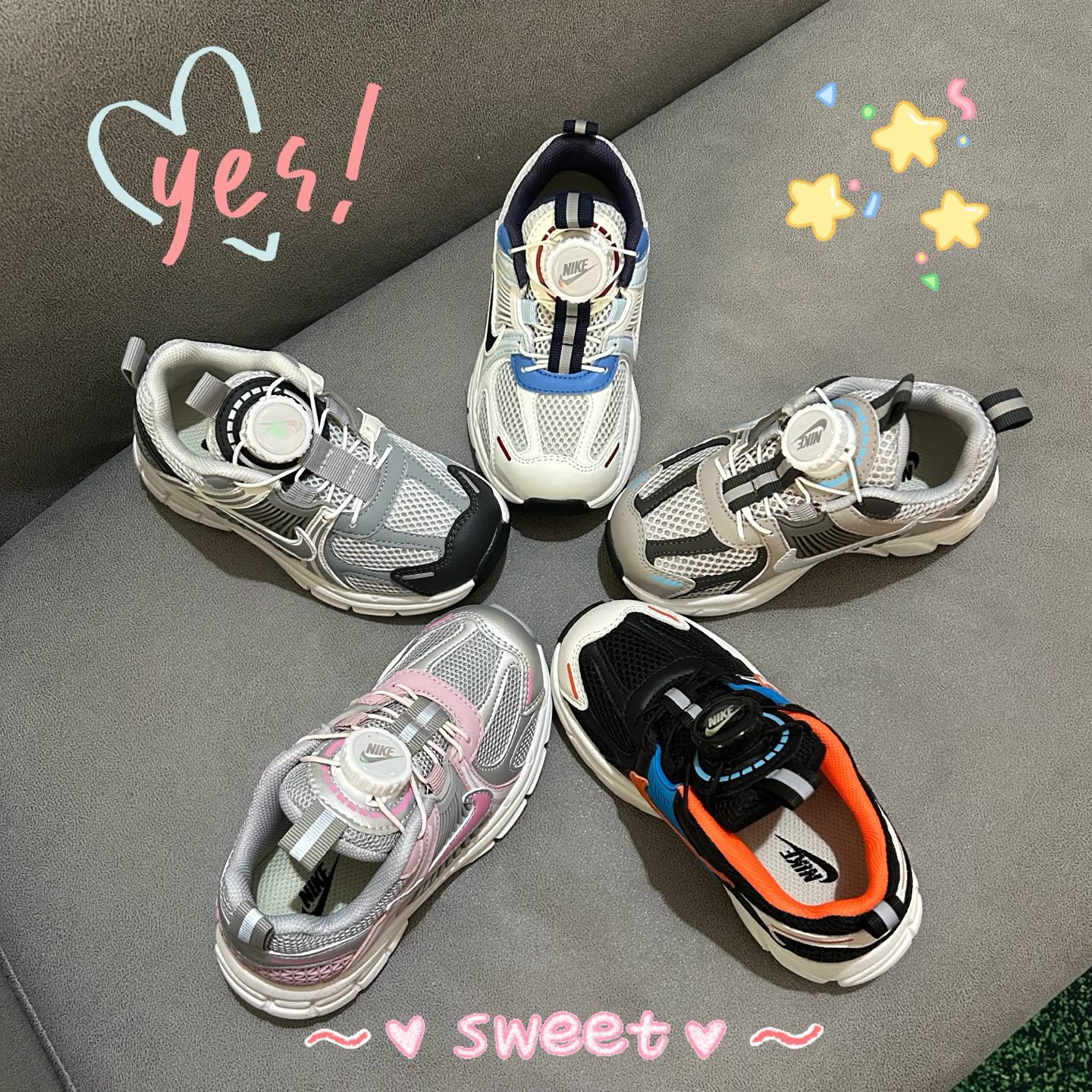 图片[7]-🈴配色合集🔻 🔗Zoom Vomero 5 V5旋转钮扣童鞋 尺码：26-37码 Nike Zoom Vomero 5子复古运动鞋融蕴时尚风范和丰富层次感，缔造运动鞋佳选，助你轻松型出范，开辟独属于自己的路。鞋款采用多层设计，融入织物与合成材质，塑就本季出众鞋款。同时巧糅科技感和低调设计，为鞋款注入反光细节，令你迈步间尽显闪耀魅力; 结合中性色调，打造非凡造型。-选品中心