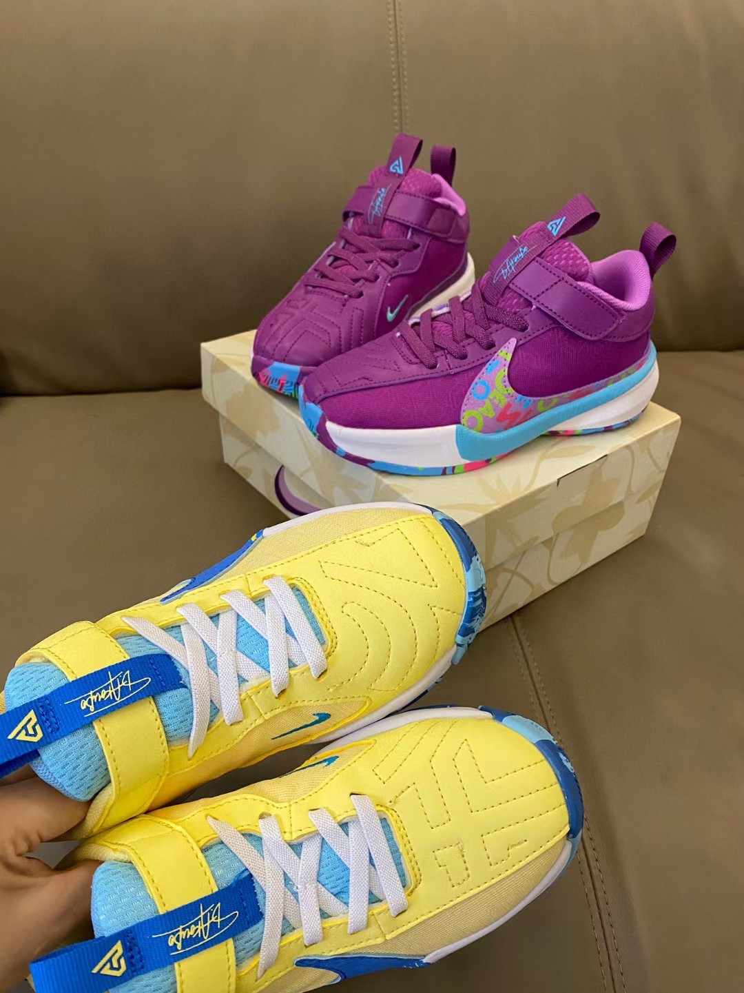 图片[4]-原图直出🌟 NK 字母哥5代儿童篮球鞋采用魔术贴设计，穿脱方便✌🏻优质皮料拼接，质感满满💯耐磨防滑大底，脚感超赞👍🏻大LOGO醒目又帅气😎-选品中心