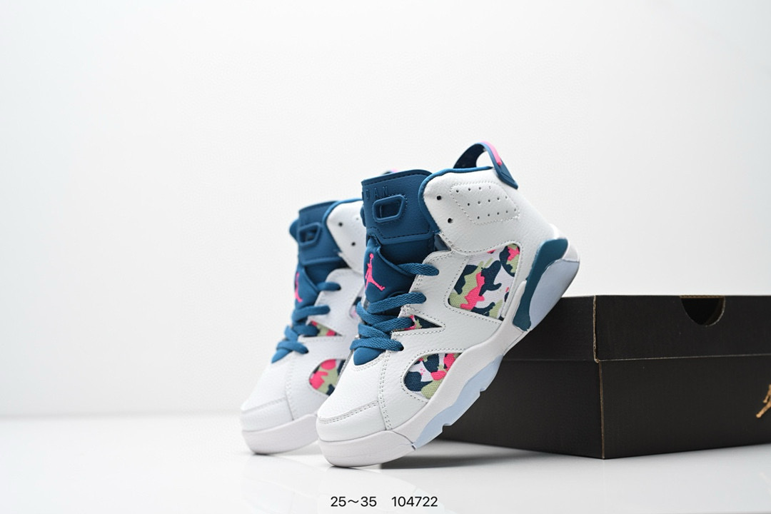 童鞋Nike Air Jordan 6 Retro”Georgetown“乔丹AJ6代复古休闲文化篮球鞋“乔治城灰蓝麂皮” 尺码：25～35-选品中心