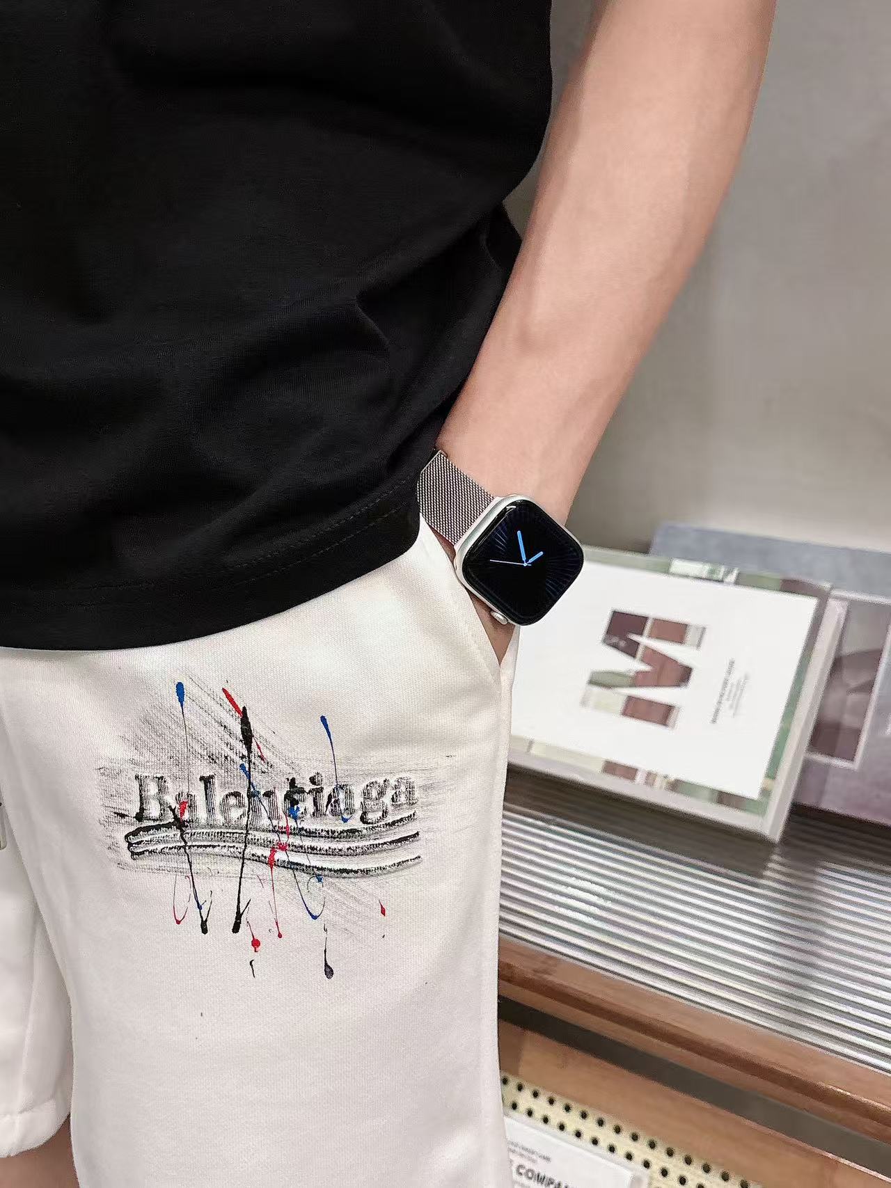巴黎世家* 𝟐6𝐬s 春夏休闲短裤 定制面料 手绘定制标 品牌经典LOGO 工艺精致 休闲百搭 【𝐒𝐢𝐳