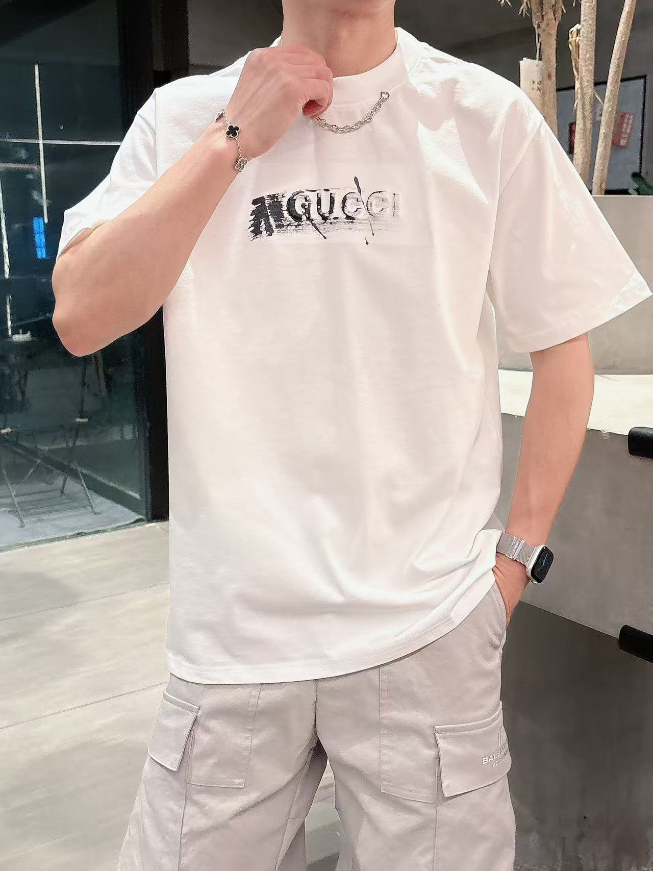 古驰 * 𝟐6𝐬s 春夏休闲短袖定制面料 品牌经典LOGO 工艺精致 休闲百搭 【𝐒𝐢𝐳𝐞：码数】 S-