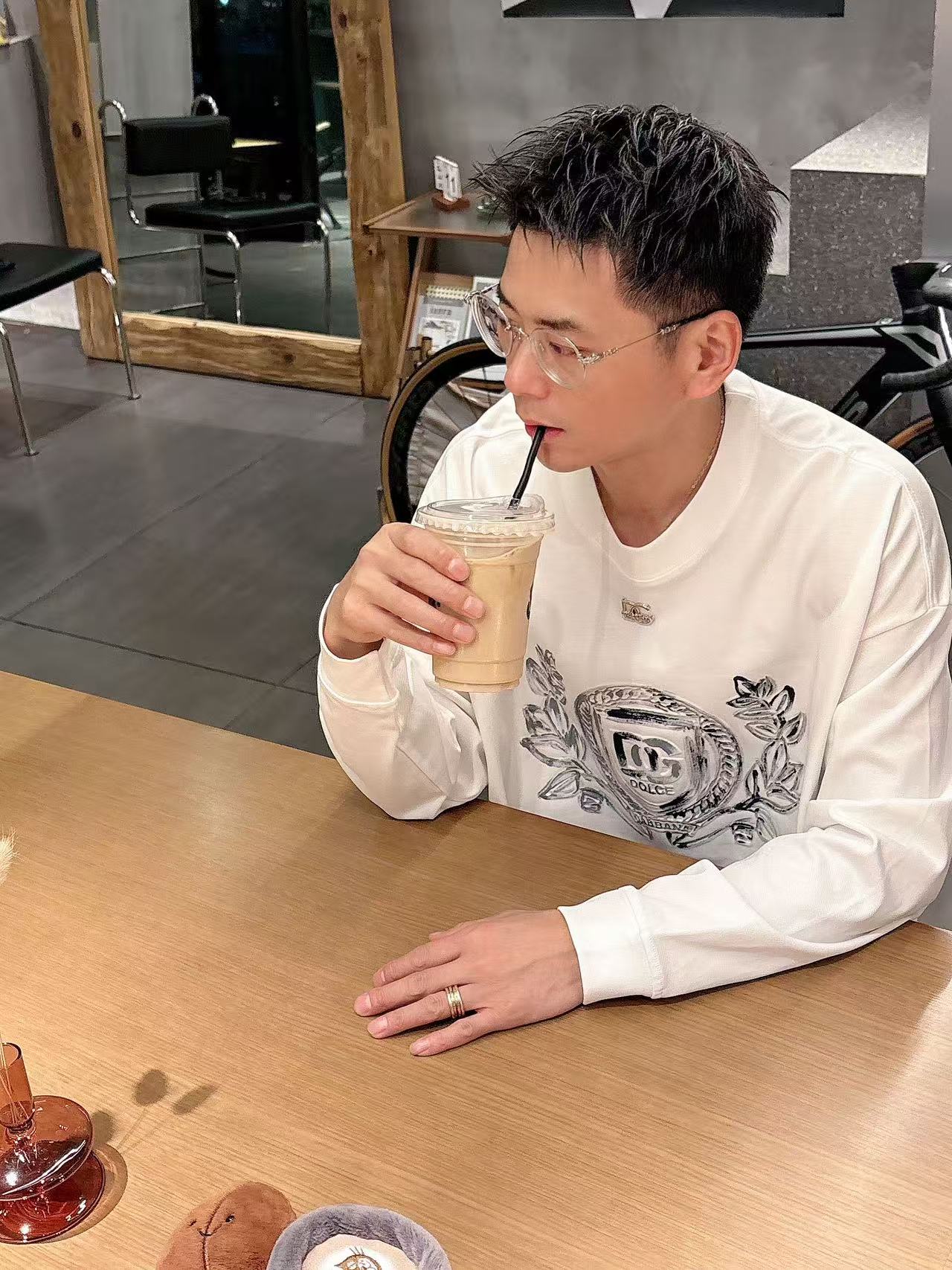 2025秋季新款 DG 手绘定制标休闲长袖 【over size宽松版型】 定制300g高支100%纯棉