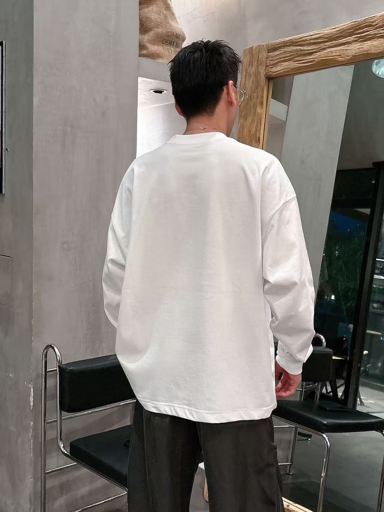 2025秋季新款 DG 手绘定制标休闲长袖 【over size宽松版型】 定制300g高支100%纯棉