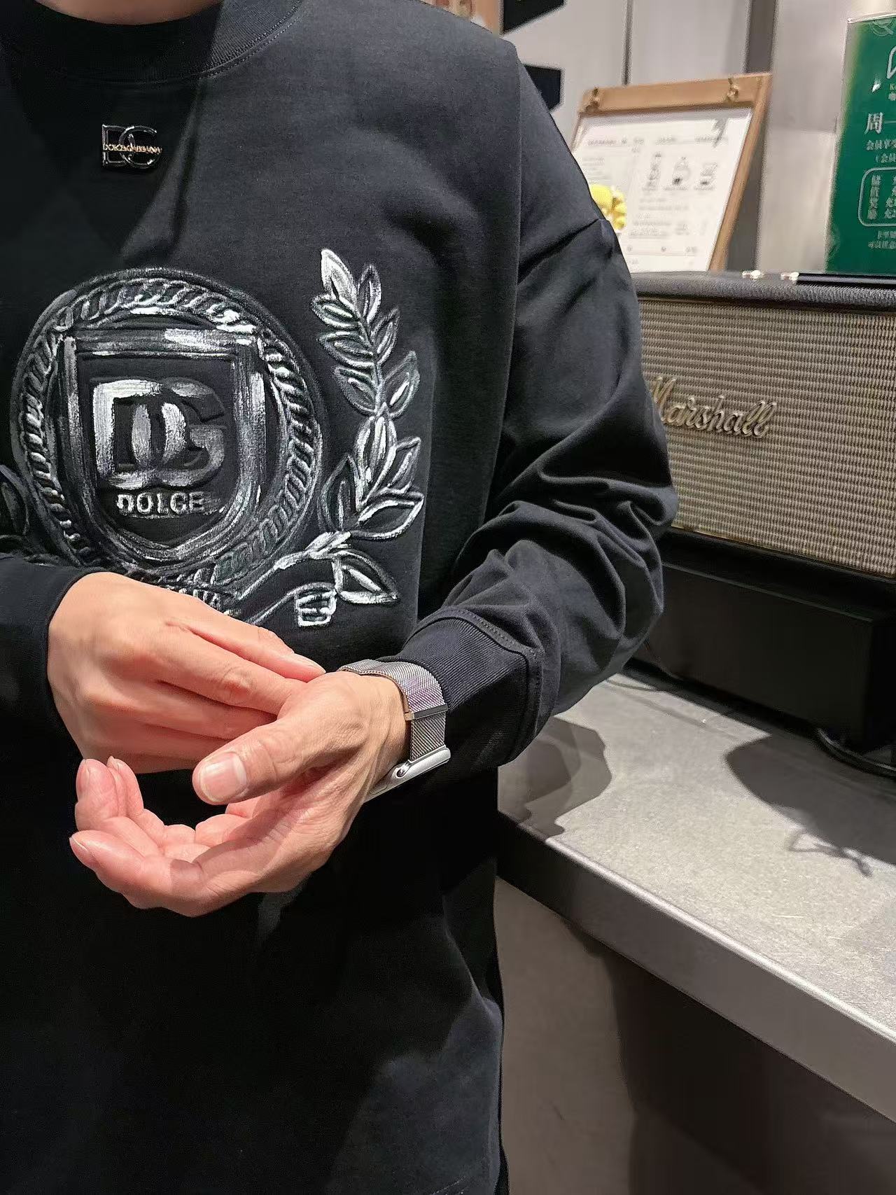 2025秋季新款 DG 手绘定制标休闲长袖 【over size宽松版型】 定制300g高支100%纯棉