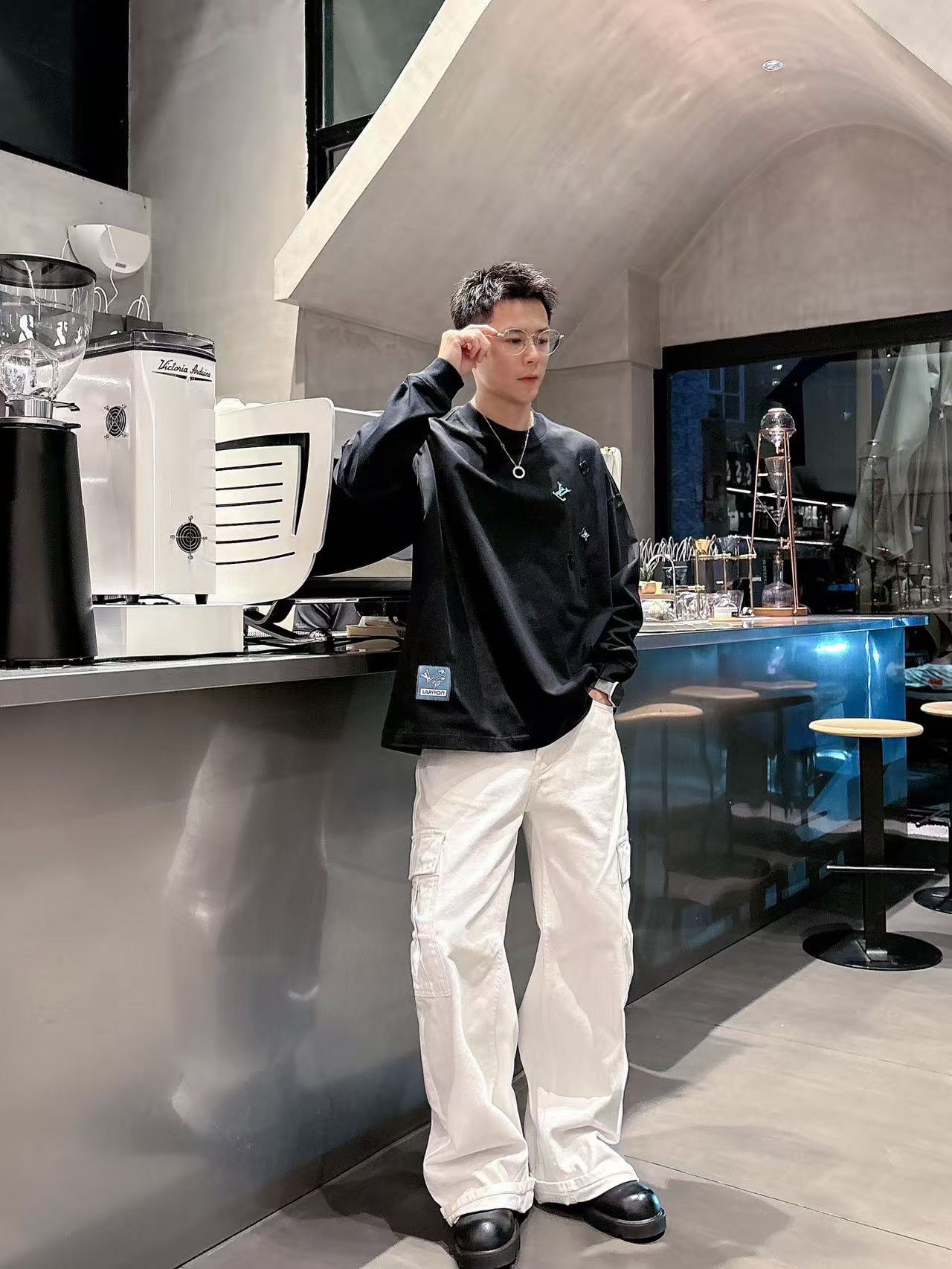 2025秋季新款 LV 手绘定制标休闲长袖 【over size宽松版型】 定制300g高支100%纯棉