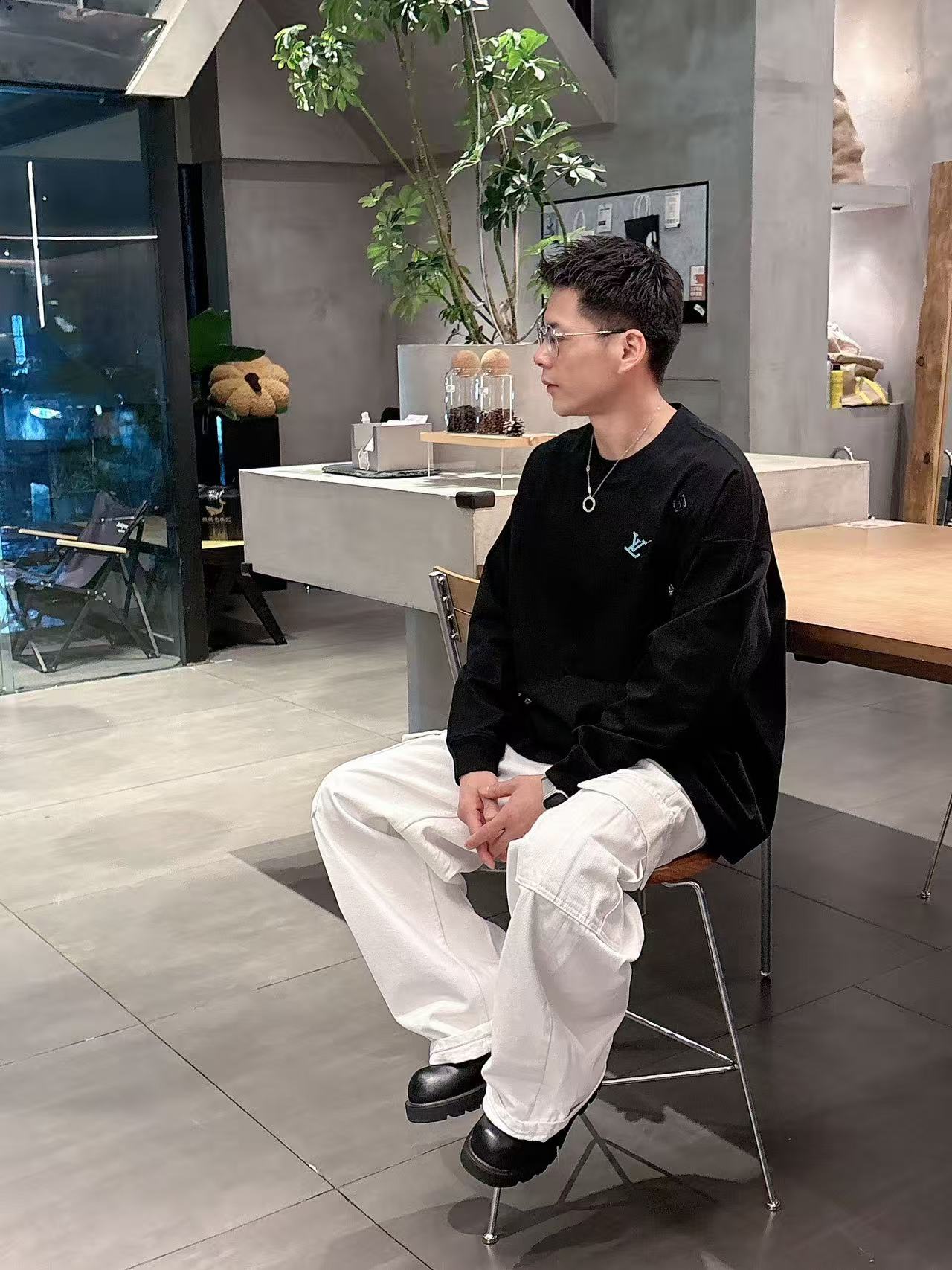 2025秋季新款 LV 手绘定制标休闲长袖 【over size宽松版型】 定制300g高支100%纯棉