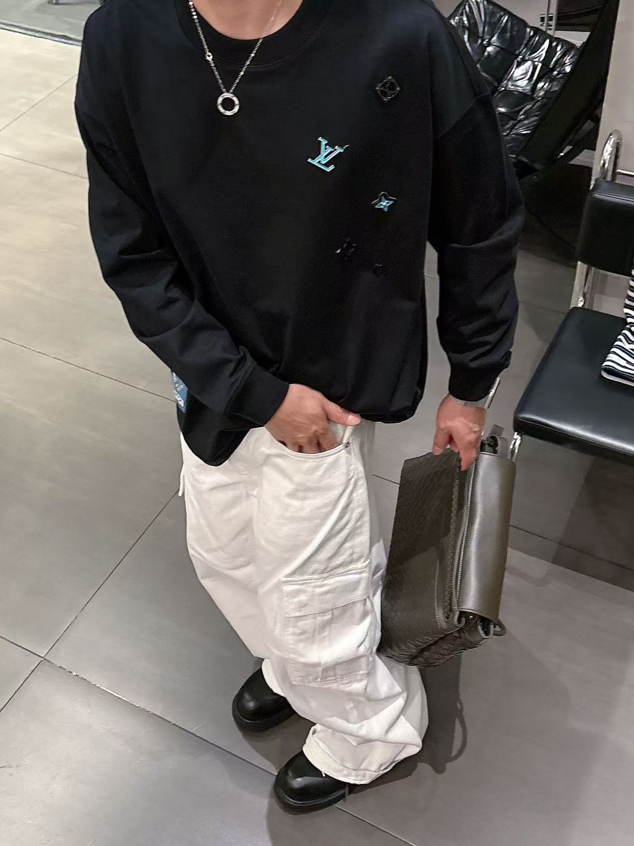 2025秋季新款 LV 手绘定制标休闲长袖 【over size宽松版型】 定制300g高支100%纯棉