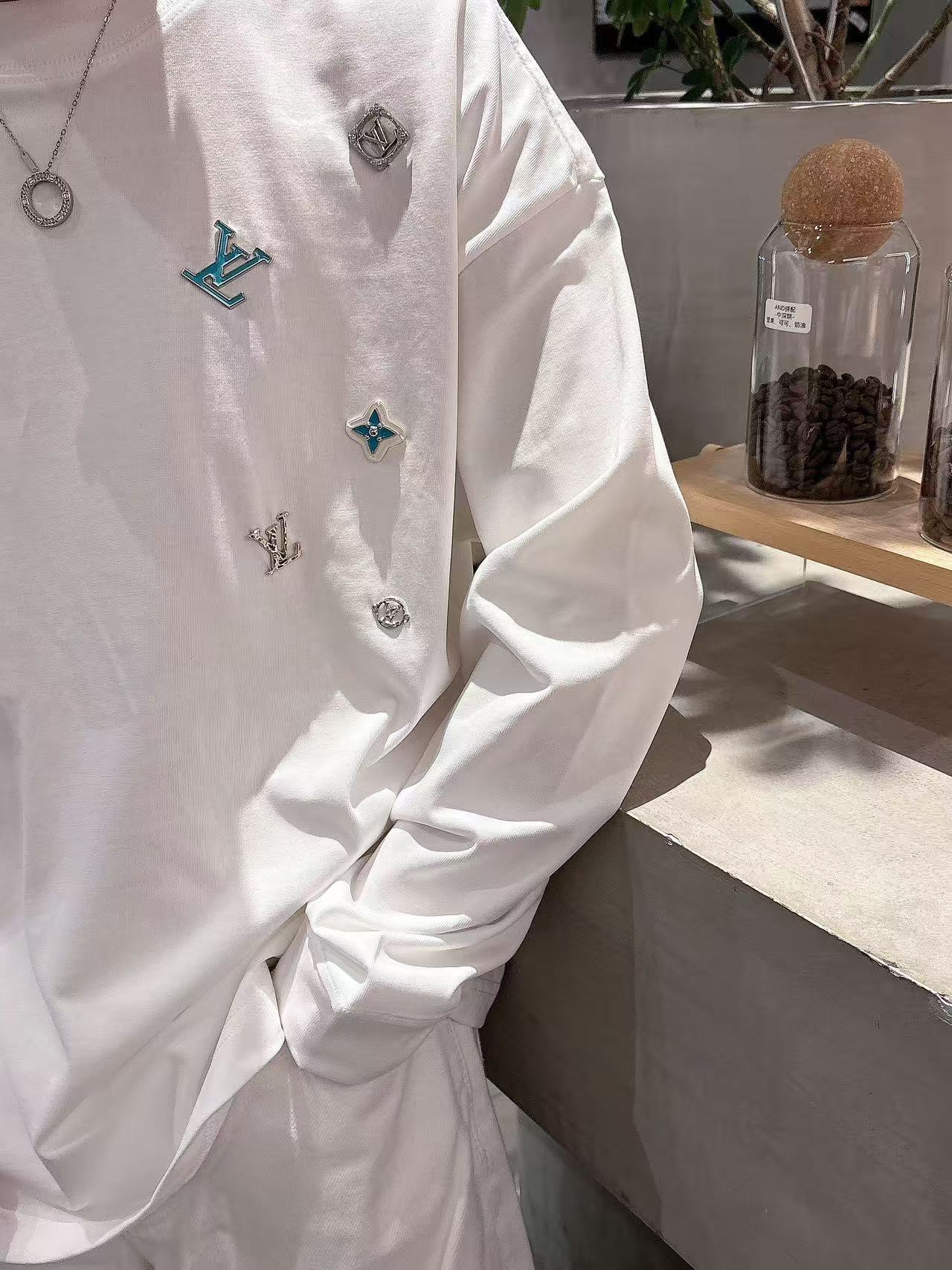 2025秋季新款 LV 手绘定制标休闲长袖 【over size宽松版型】 定制300g高支100%纯棉