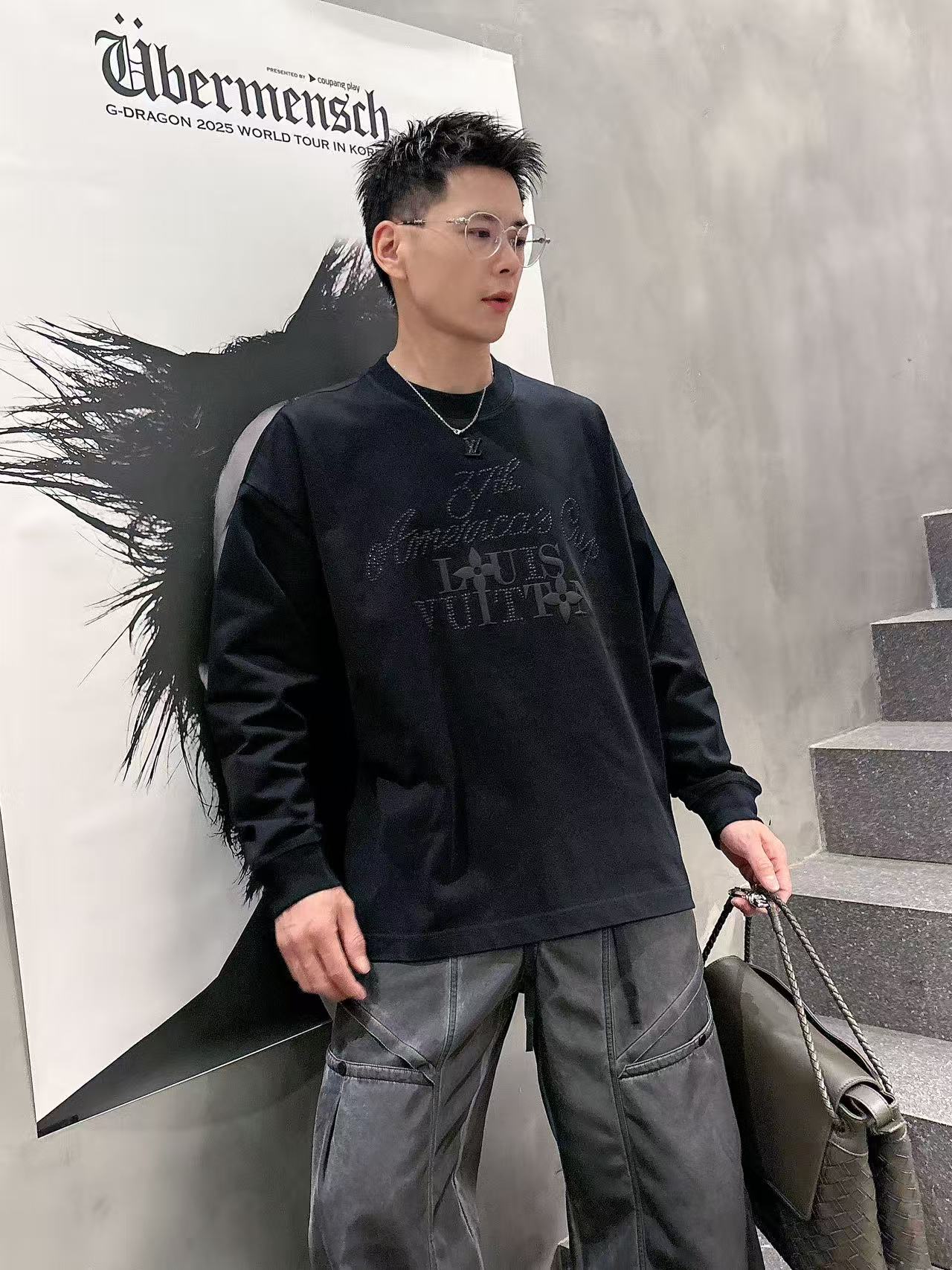 2025秋季新款 LV 手绘定制标休闲长袖 【over size宽松版型】 定制300g高支100%纯棉