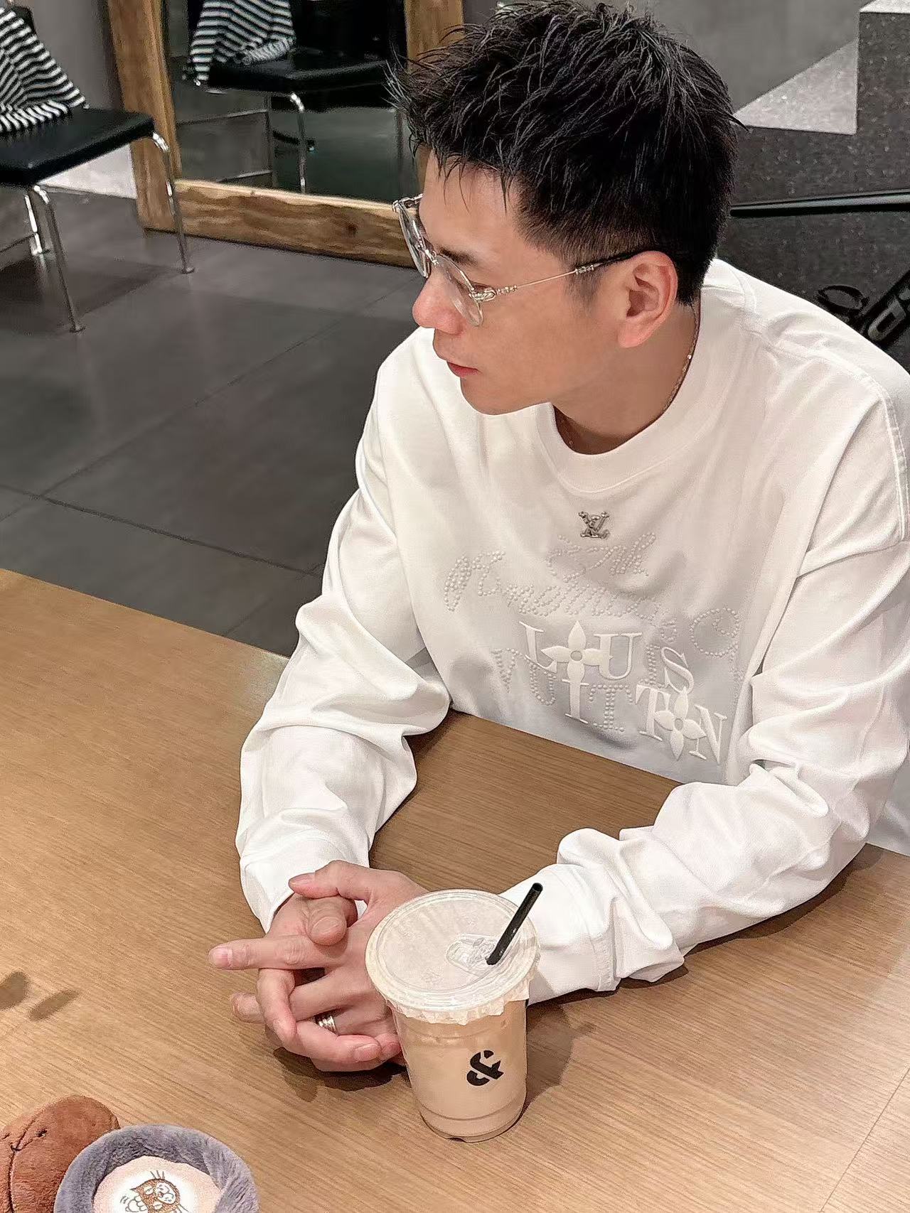 2025秋季新款 LV 手绘定制标休闲长袖 【over size宽松版型】 定制300g高支100%纯棉