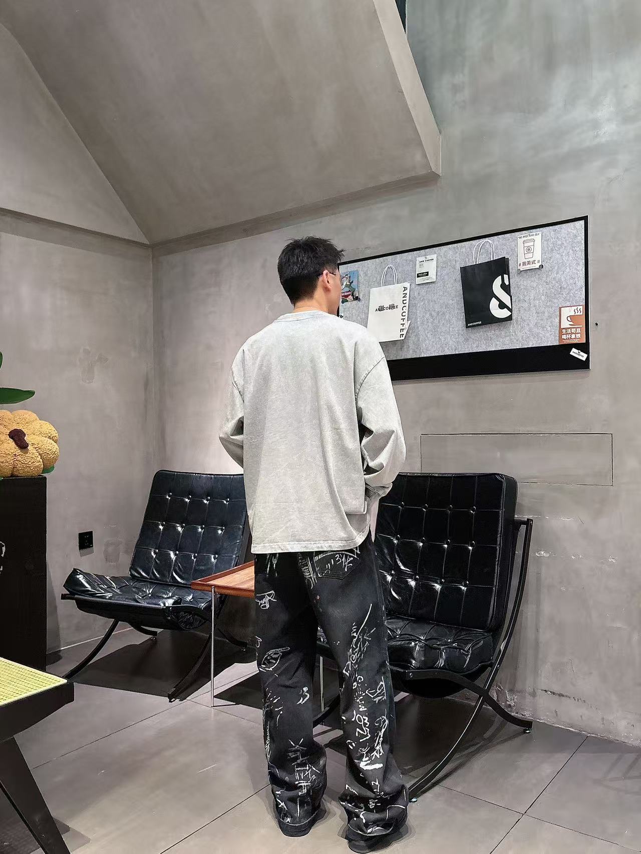 2025秋季新款 巴黎世家 手绘定制标休闲长袖 【over size宽松版型】 定制300g高支100%