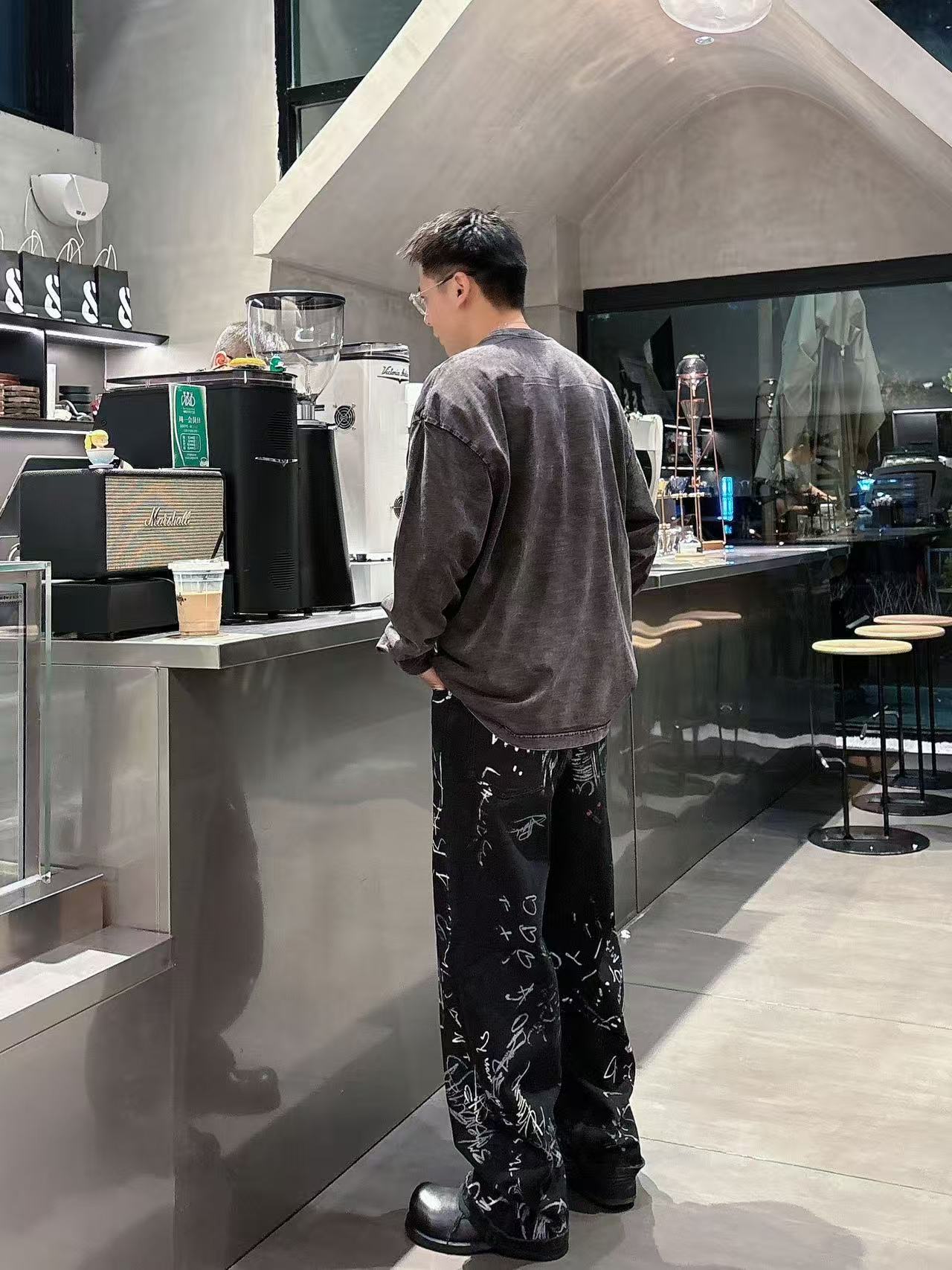 2025秋季新款 巴黎世家 手绘定制标休闲长袖 【over size宽松版型】 定制300g高支100%