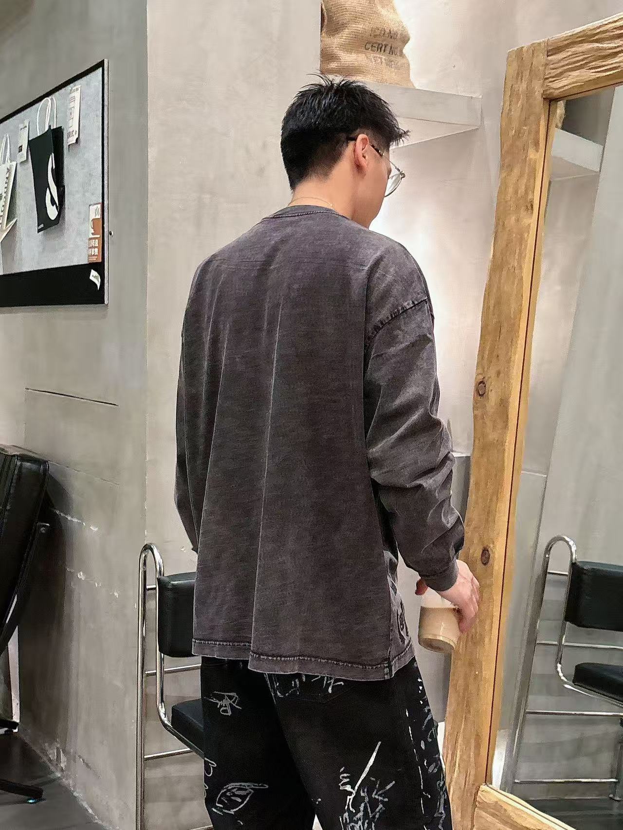 2025秋季新款 巴黎世家 手绘定制标休闲长袖 【over size宽松版型】 定制300g高支100%