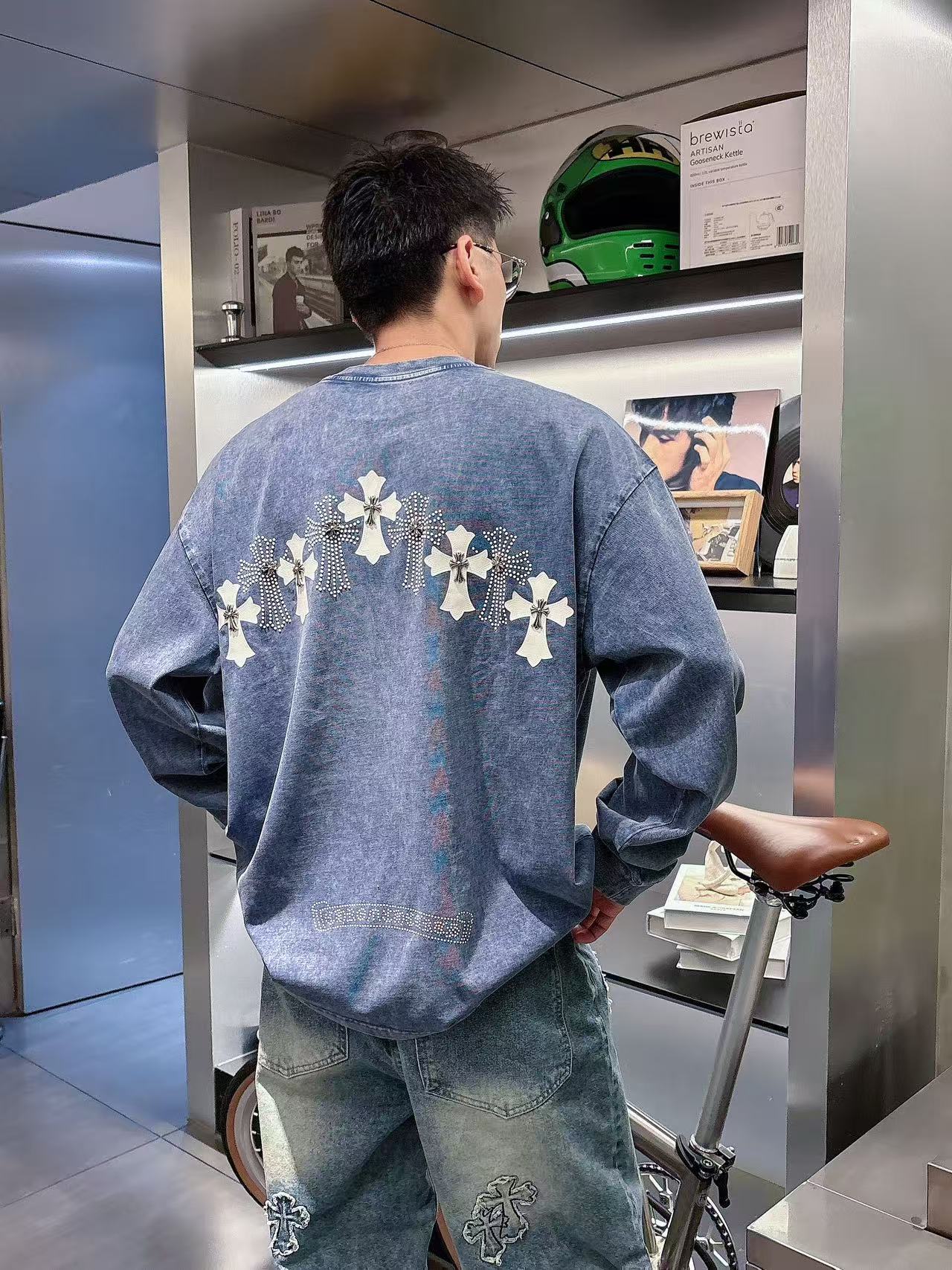 2025秋季新款 克罗心 手绘定制标休闲长袖 【over size宽松版型】 定制300g高支100%纯