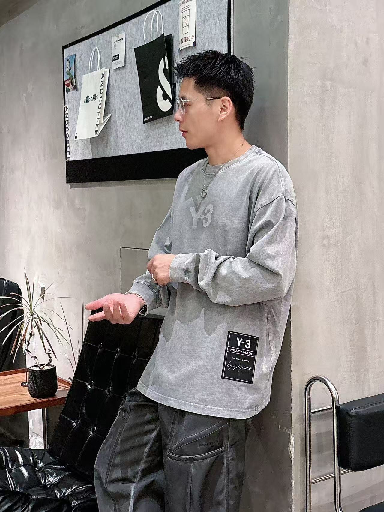 2025秋季新款 Y-3 手绘定制标休闲长袖 【over size宽松版型】 定制300g高支100%纯