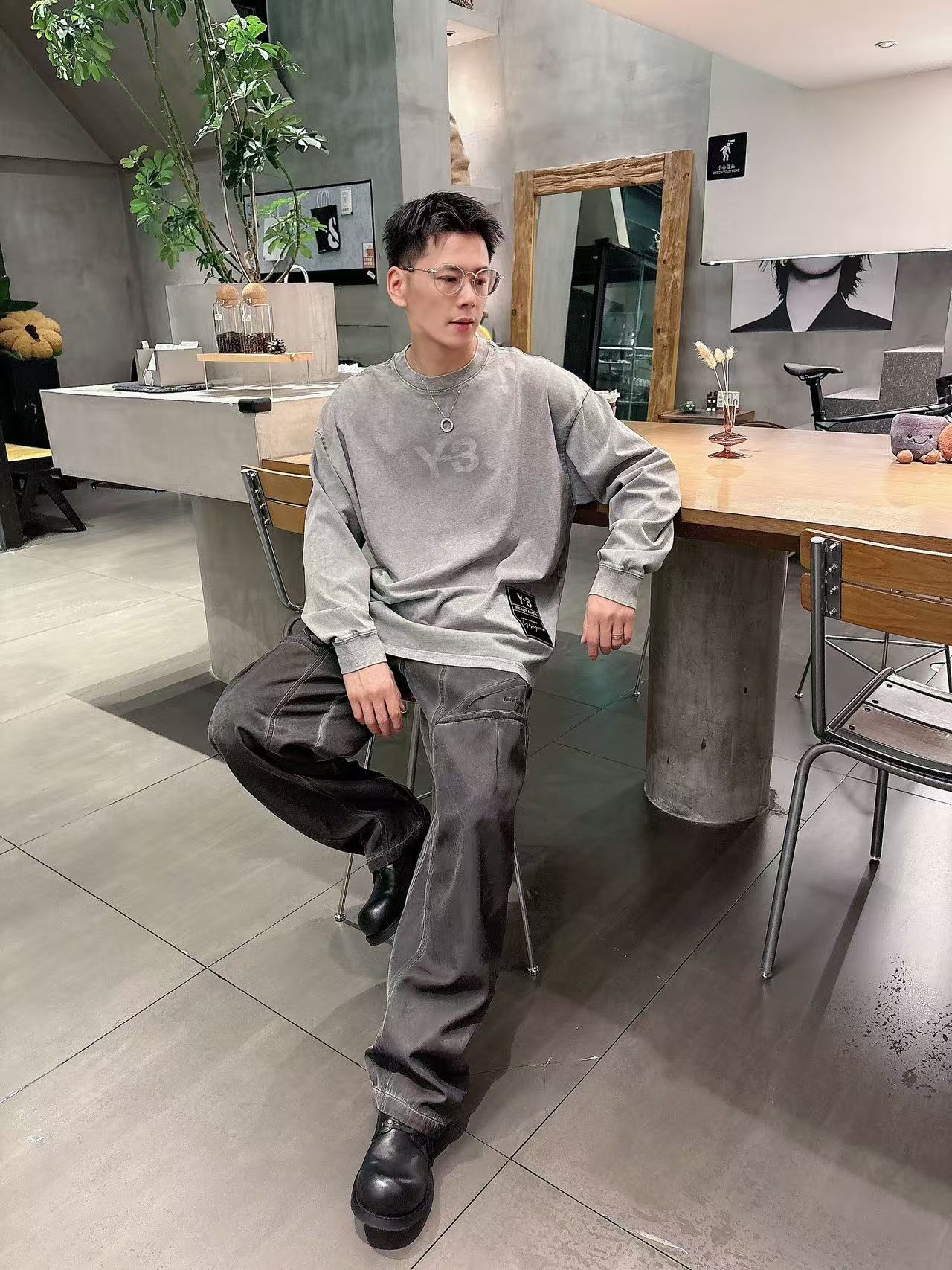 2025秋季新款 Y-3 手绘定制标休闲长袖 【over size宽松版型】 定制300g高支100%纯