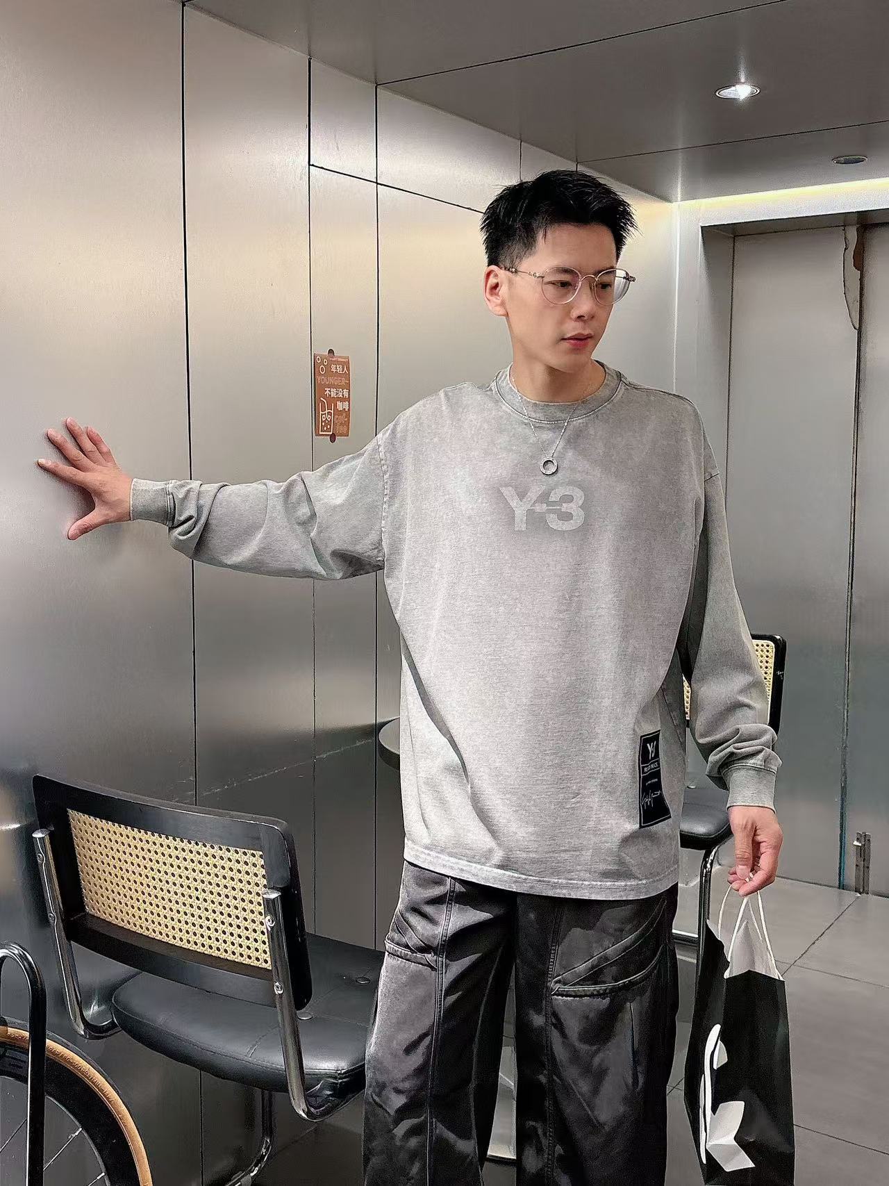 2025秋季新款 Y-3 手绘定制标休闲长袖 【over size宽松版型】 定制300g高支100%纯