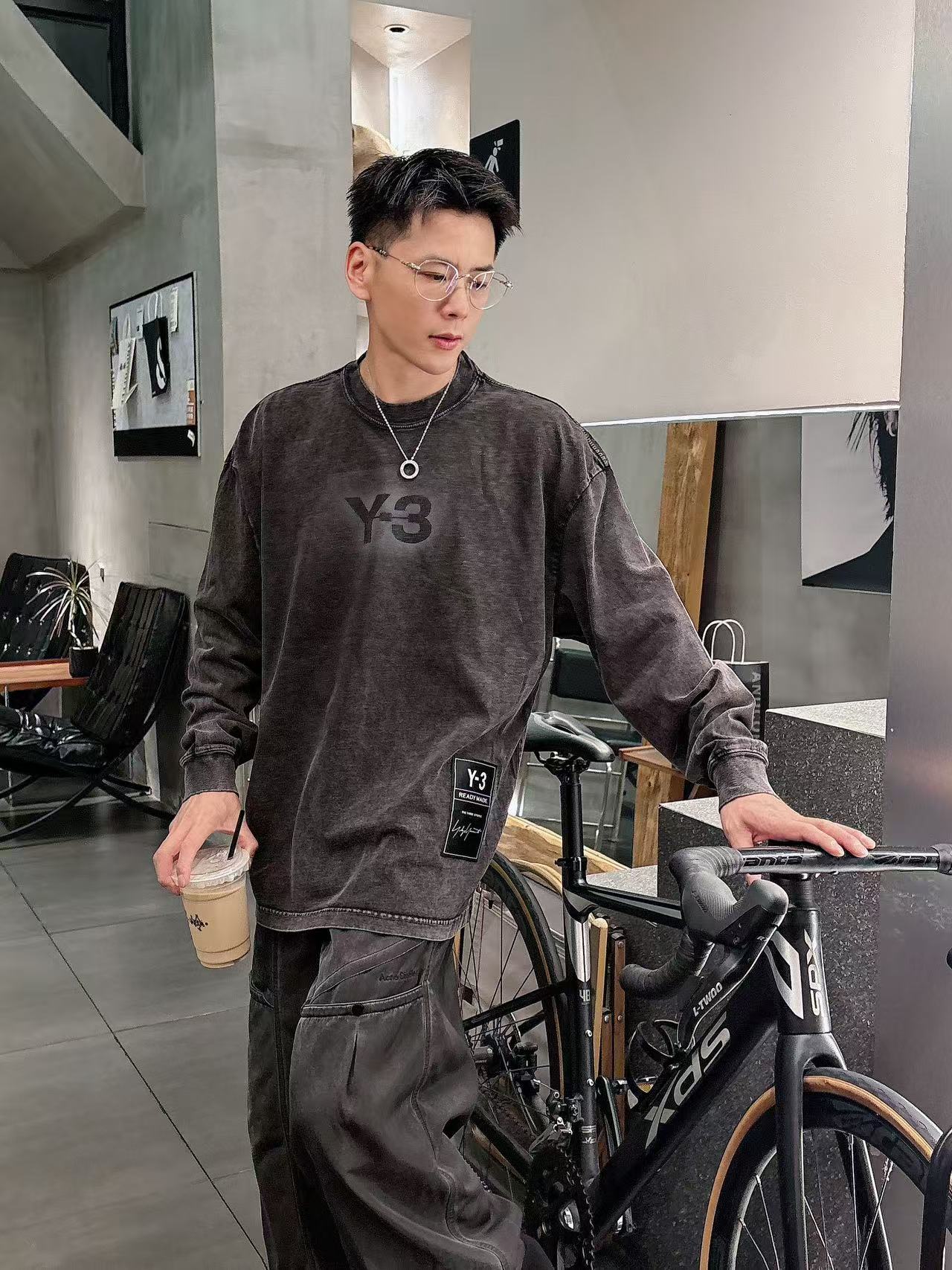 2025秋季新款 Y-3 手绘定制标休闲长袖 【over size宽松版型】 定制300g高支100%纯