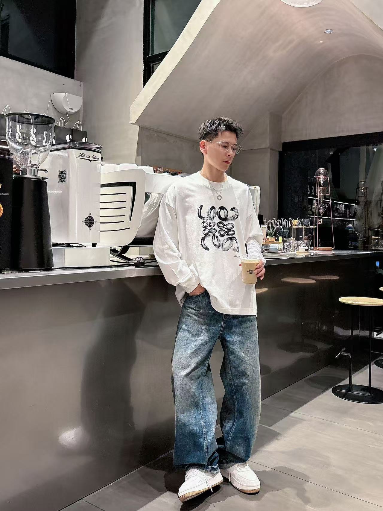 2025秋季新款 罗意威 手绘定制标休闲长袖 【over size宽松版型】 定制300g高支100%纯