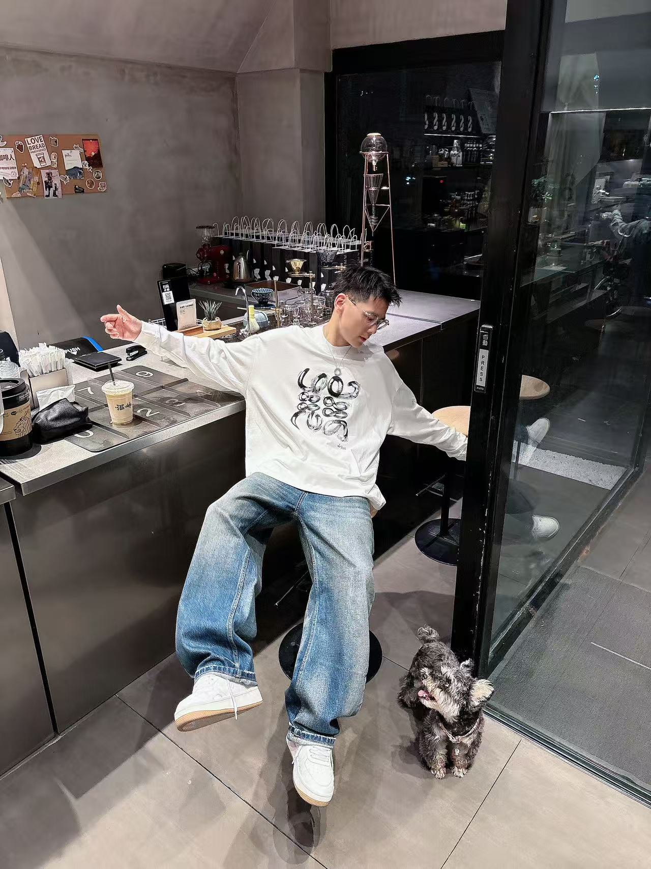 2025秋季新款 罗意威 手绘定制标休闲长袖 【over size宽松版型】 定制300g高支100%纯