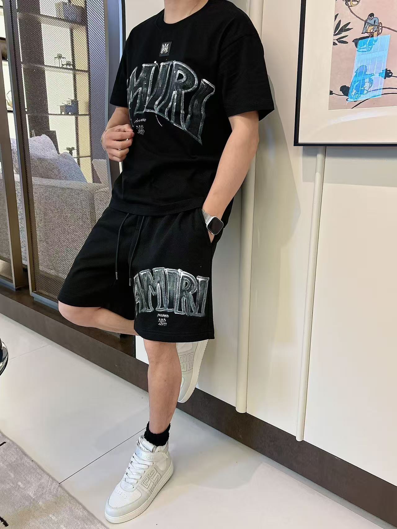 AMIRI * 𝟐6𝐬s 春夏 短袖套装 （可分开） 微宽松版型 品牌经典LOGO 工艺精致 100%纯