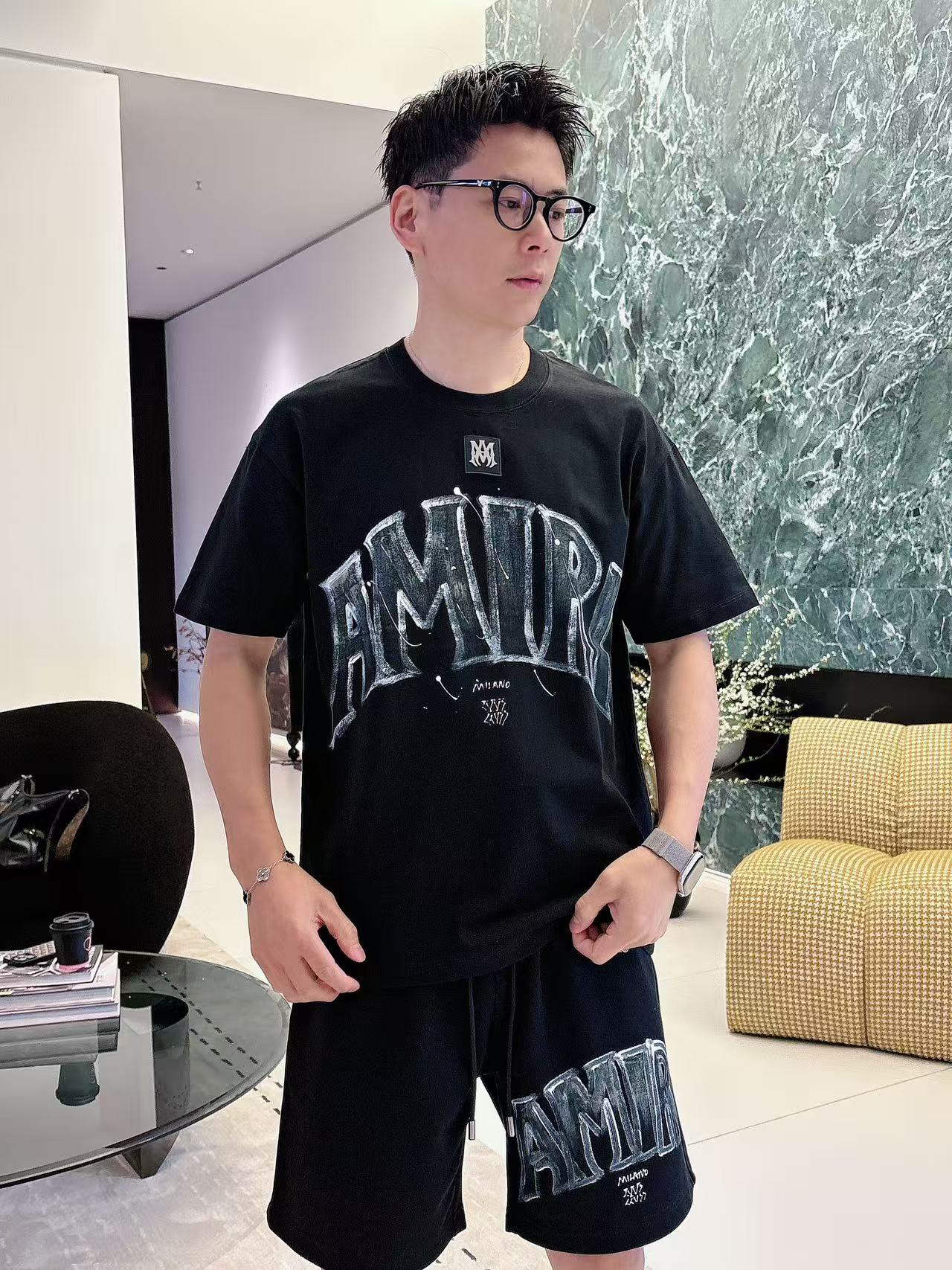 AMIRI * 𝟐6𝐬s 春夏 短袖套装 （可分开） 微宽松版型 品牌经典LOGO 工艺精致 100%纯