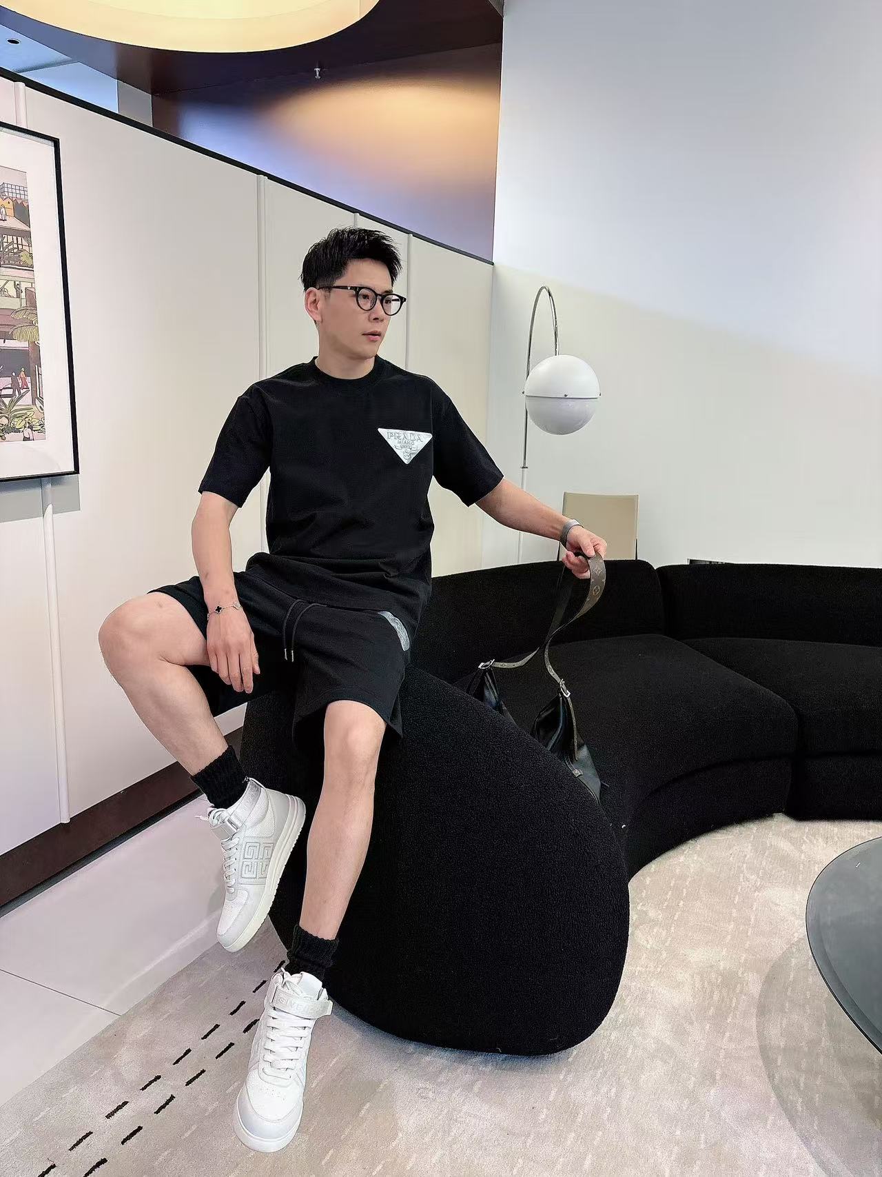 普拉达* 𝟐6𝐬s 春夏 短袖套装 （可分开） 微宽松版型 品牌经典LOGO 工艺精致 100%纯棉 休