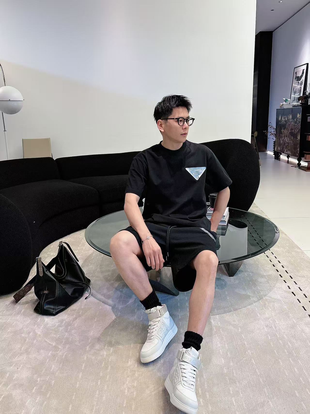 普拉达* 𝟐6𝐬s 春夏 短袖套装 （可分开） 微宽松版型 品牌经典LOGO 工艺精致 100%纯棉 休