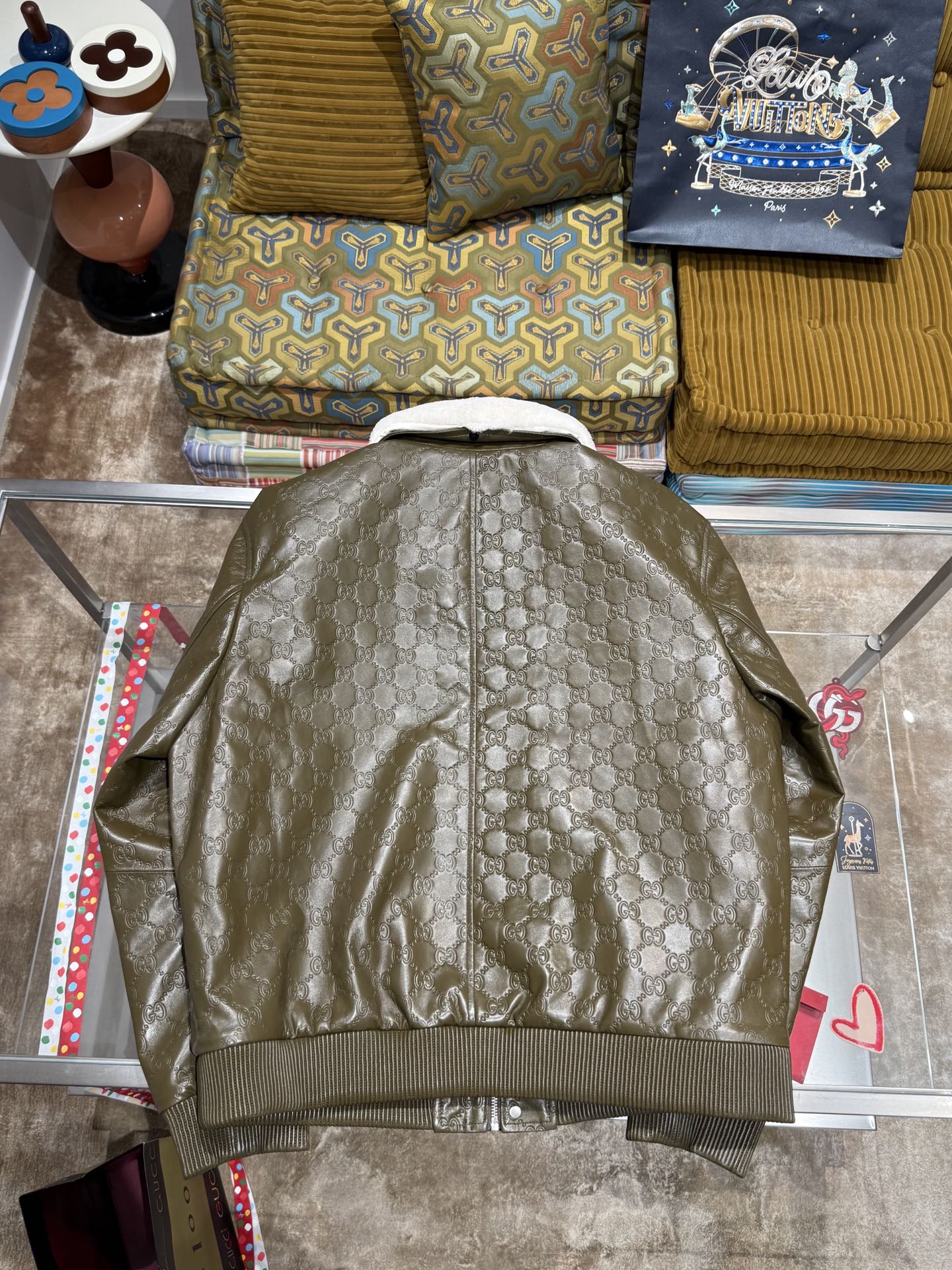 Gucci men GUCCI embossed sheepskin leather jacket — photo 2