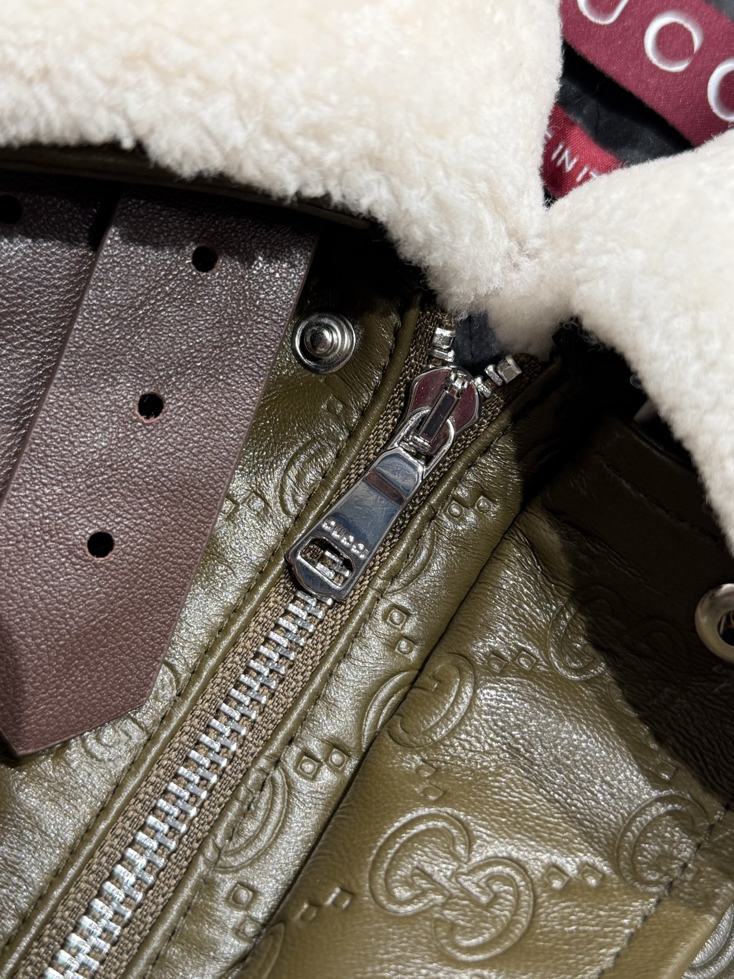 Gucci men GUCCI embossed sheepskin leather jacket — photo 7