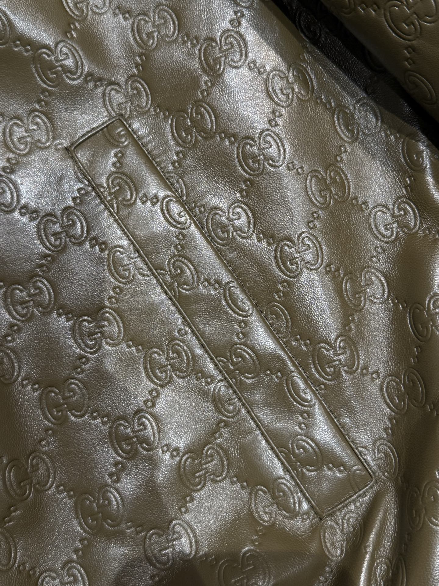 Gucci men GUCCI embossed sheepskin leather jacket — photo 4
