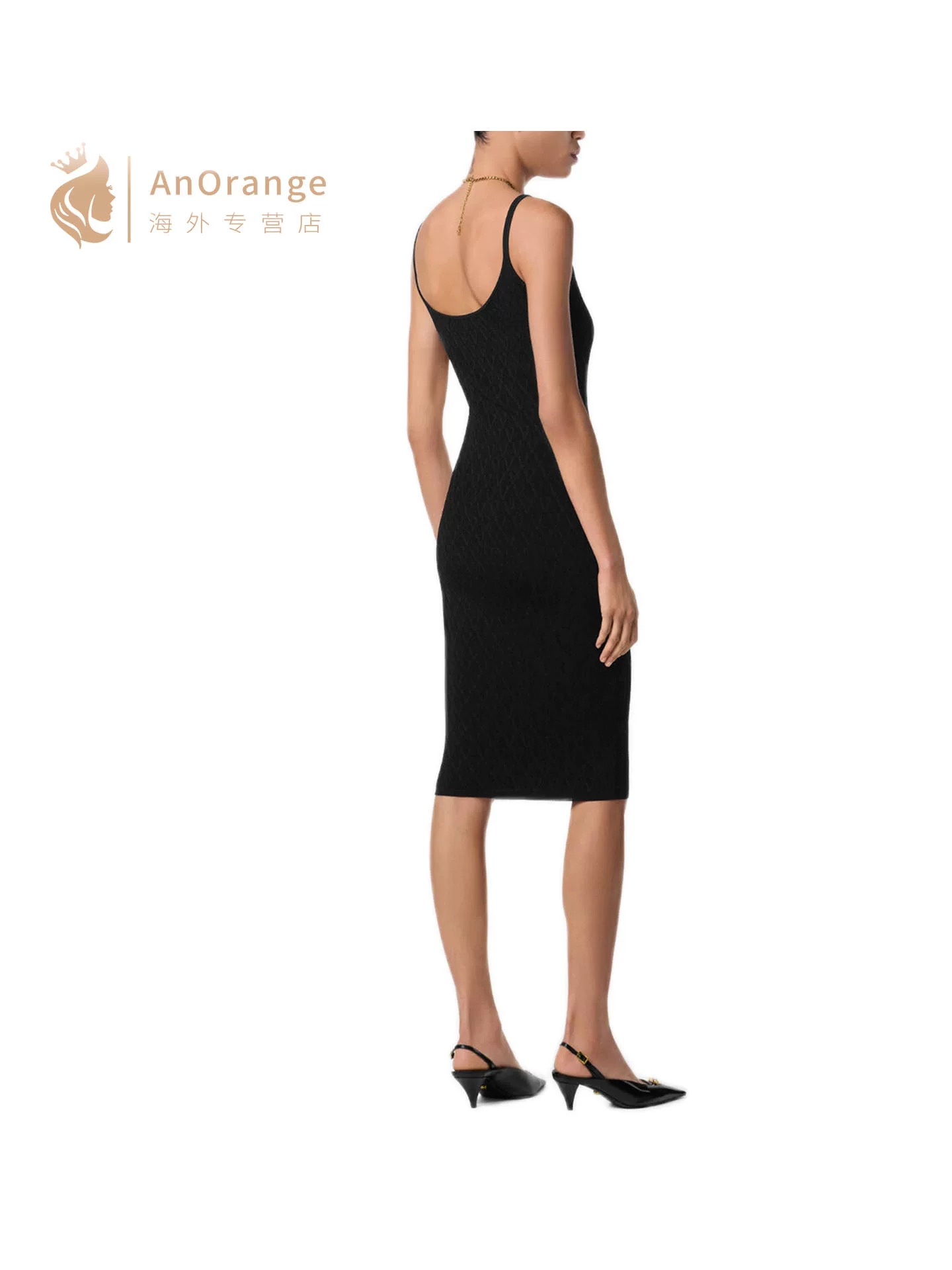 Versace Women's Black V-Jacquard Knit Midi Dress, Sleeveless Bodycon Dress 2 i1755490424658 3196 0 1