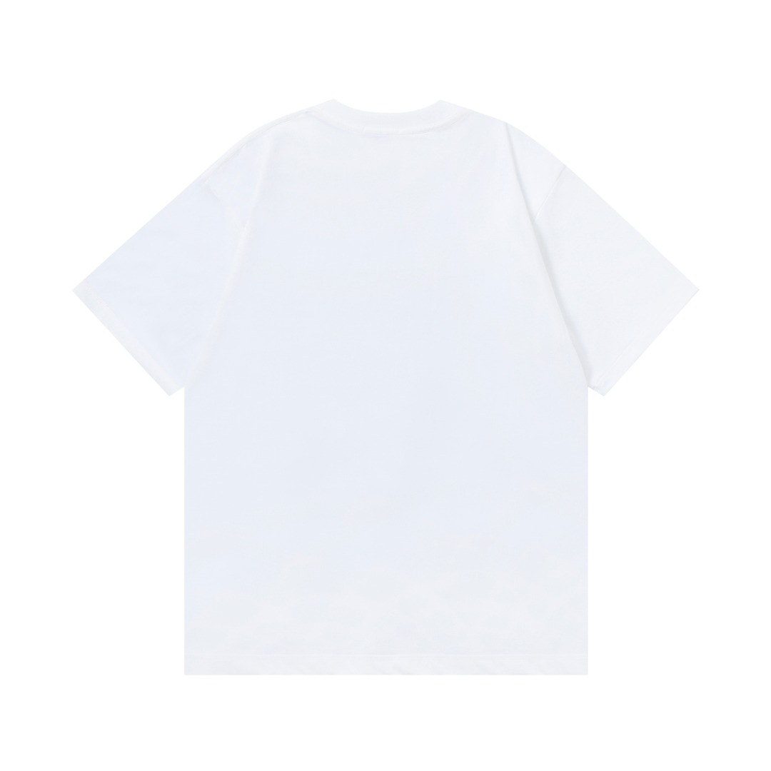 “High-End Gucci 2025 Embroidered Couple T-Shirt in White, 260g Cotton, Fashionable Unisex” - 图片 6