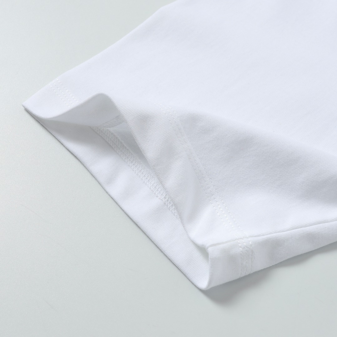 “High-End Gucci 2025 Embroidered Couple T-Shirt in White, 260g Cotton, Fashionable Unisex” - 图片 8