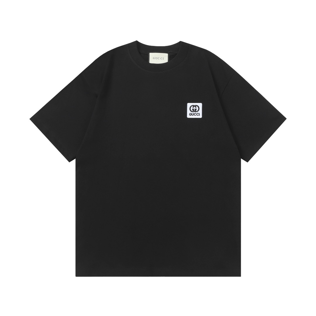 Gucci 2025 High-End Embroidered Couple T-Shirt in Cotton, Black/White, S-XL - 图片 2