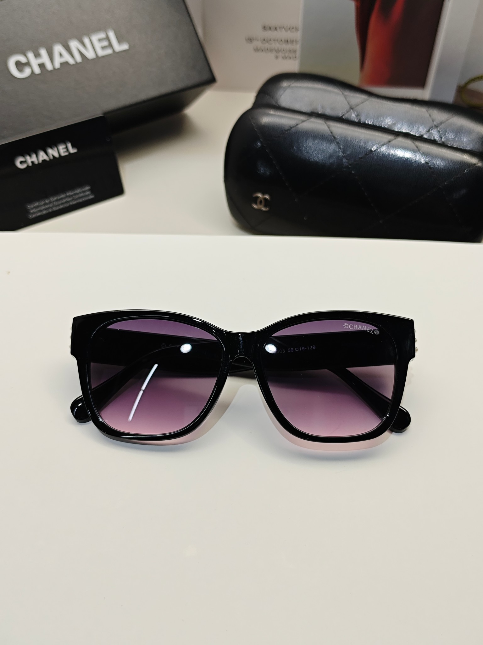 Chanel香奈儿珍珠墨镜女新款双C偏光明星素颜太阳眼镜时尚爆款