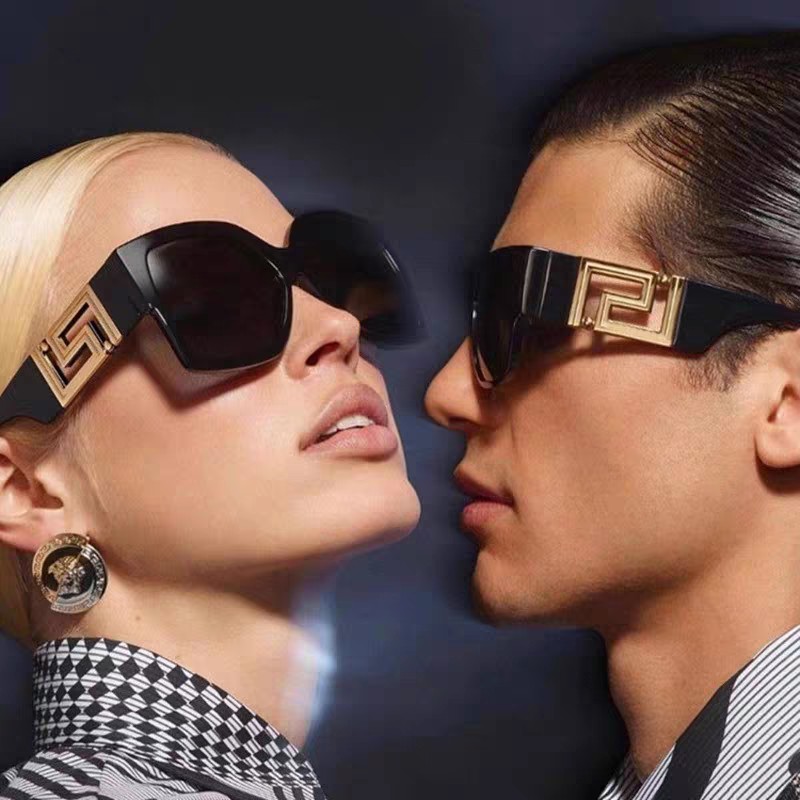 Versace范思哲2024新款欧美网红潮流大框方形墨镜女圆脸显瘦百搭镂空眼镜潮男嘻哈太阳镜